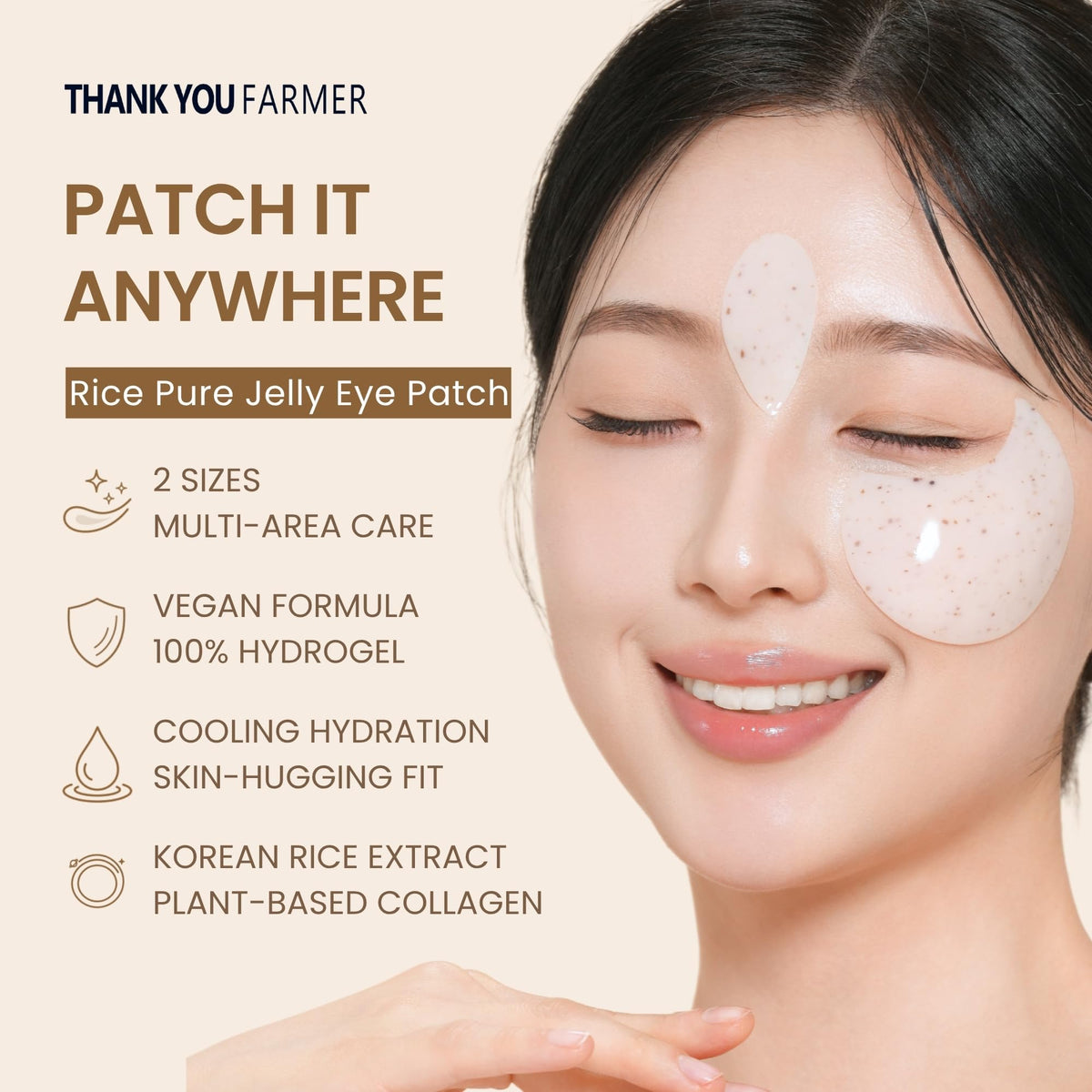 THANKYOU FARMER Rice Pure Vegan Jelly Eye Patches 2 Sizes 60 - THANKYOU FARMER Official Imagery - 3
