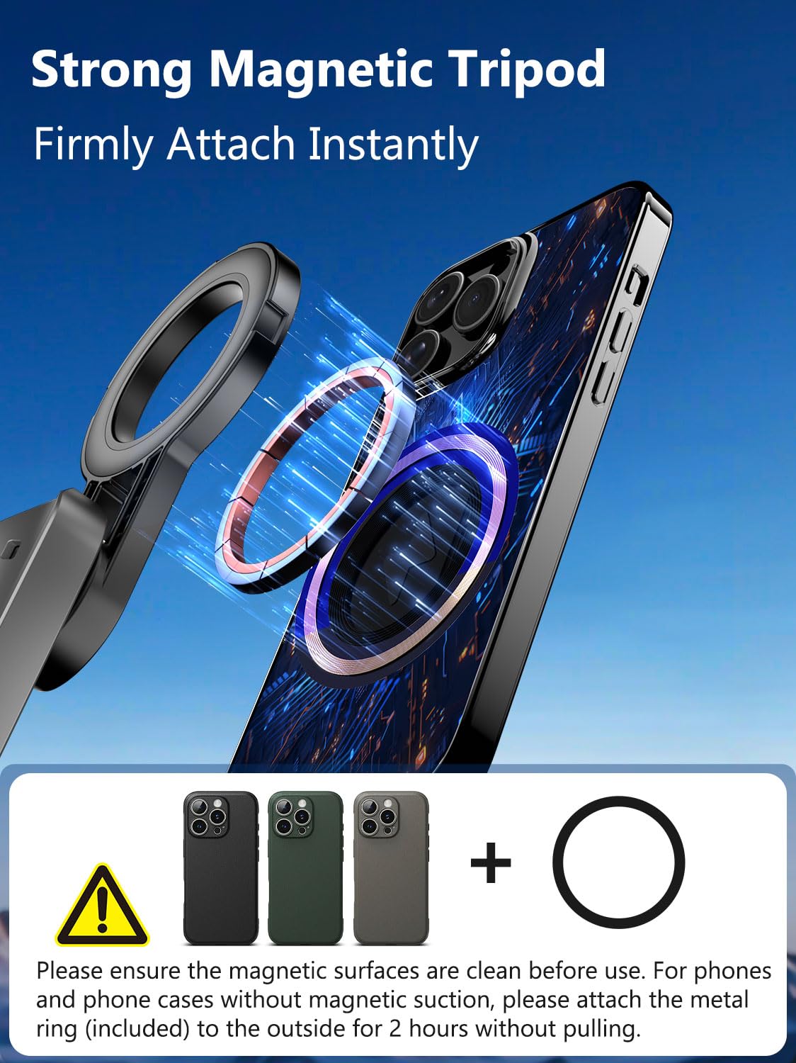 Upgraded 4 in 1 Magnetic Mini Selfie Stick for iPhone with - USKEYVISION Official Imagery - 3