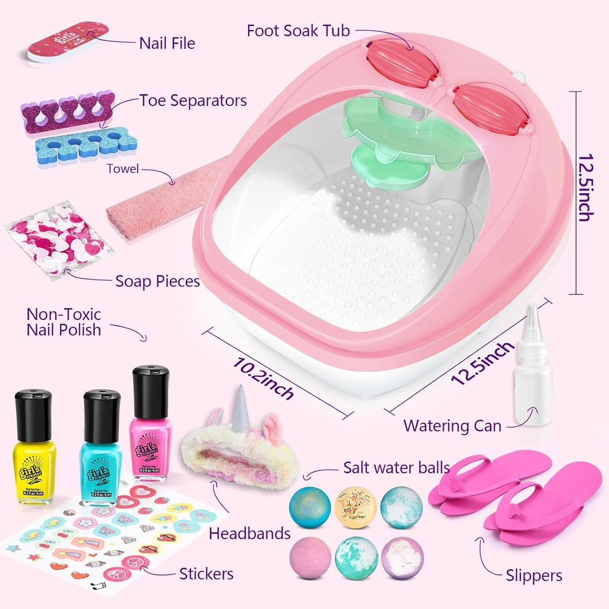 Kids Foot Spa Kit for Girls Ages 6 12 Nail Art Set Birthday - Yoloflix Official Imagery - 3