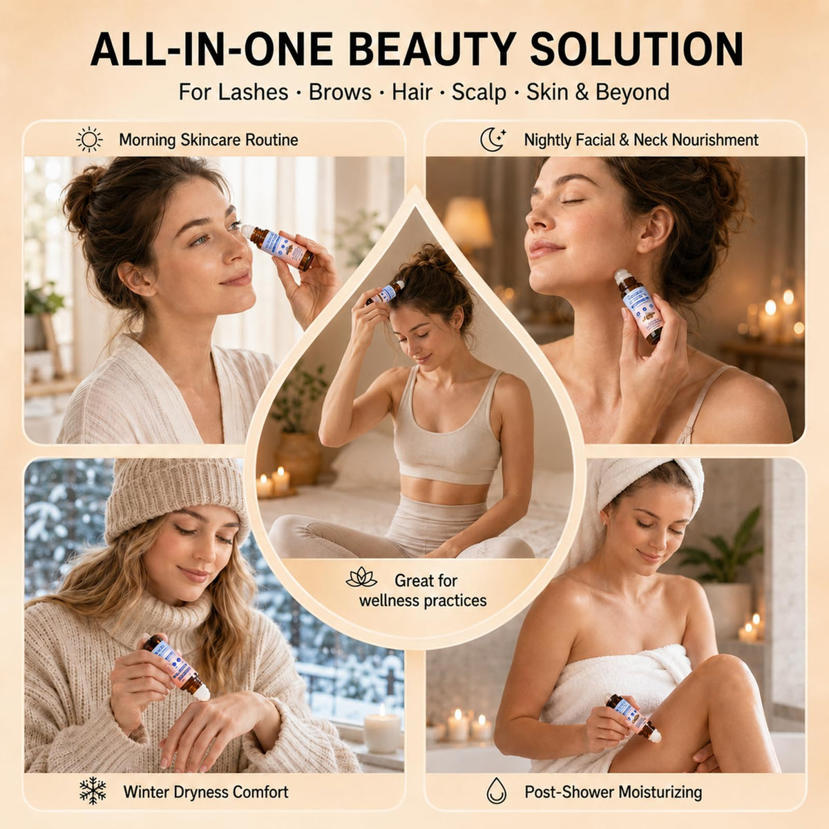 Organic Castor Oil Roll On with Rose Quartz Roller - NATUSOOTH Official Imagery - 6