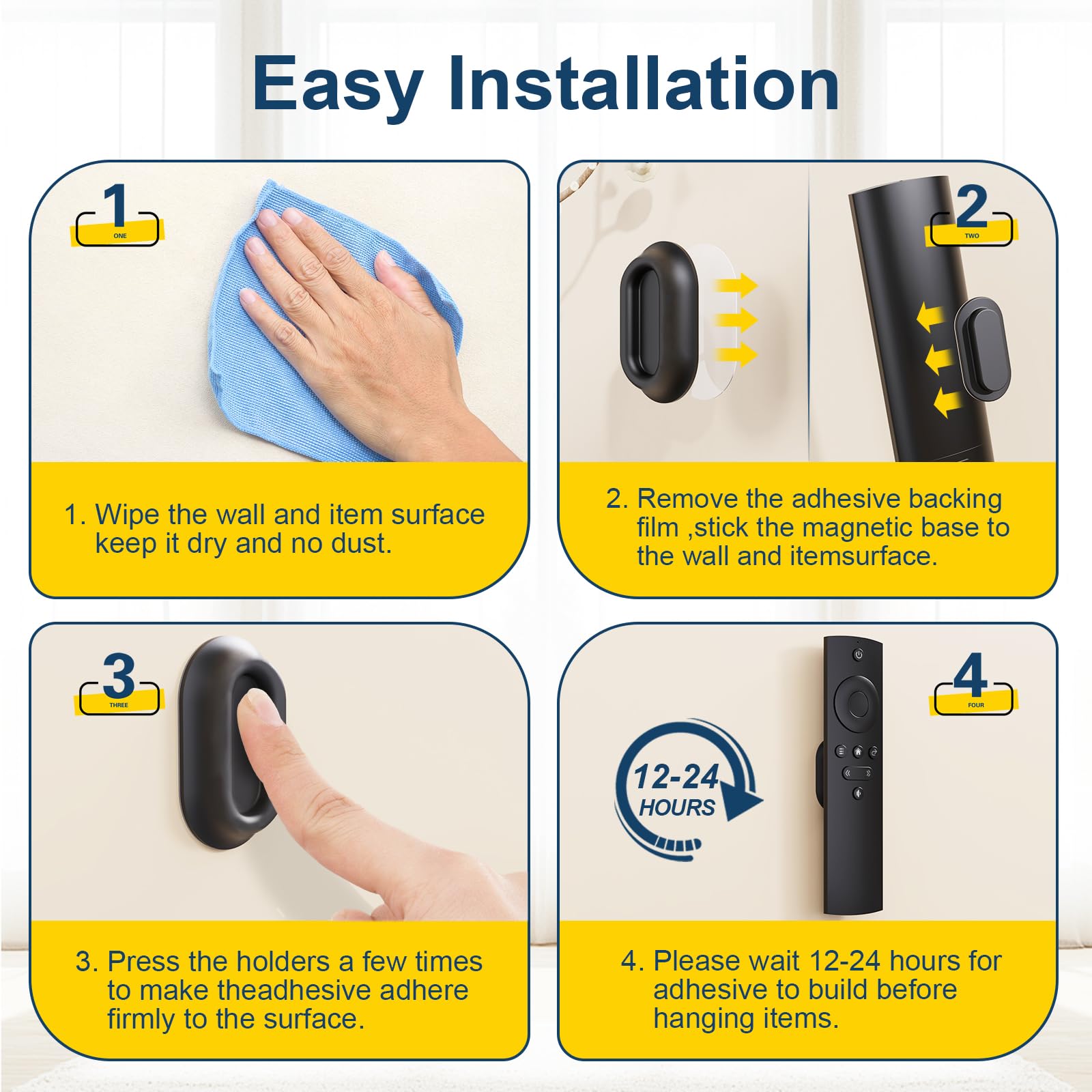 Vaszu Magnetic Silicone Remote Control Holder Wall Mount for TV F - Vaszu Official Product View 4