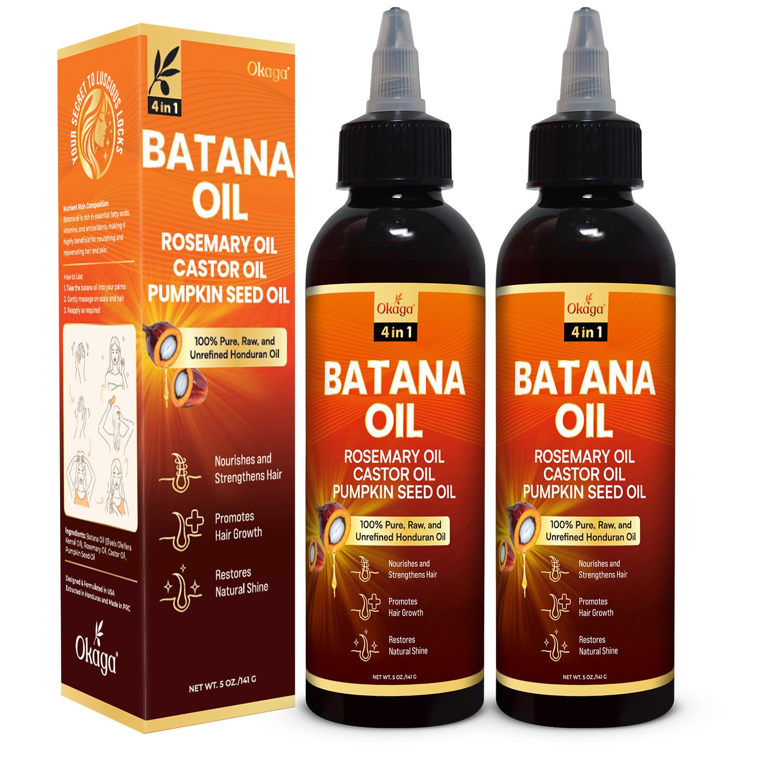 Okaga Batana Oil for Hair Growth, 100% Pure Unrefined Honduran, Rosemary - Okaga Official Product View 9