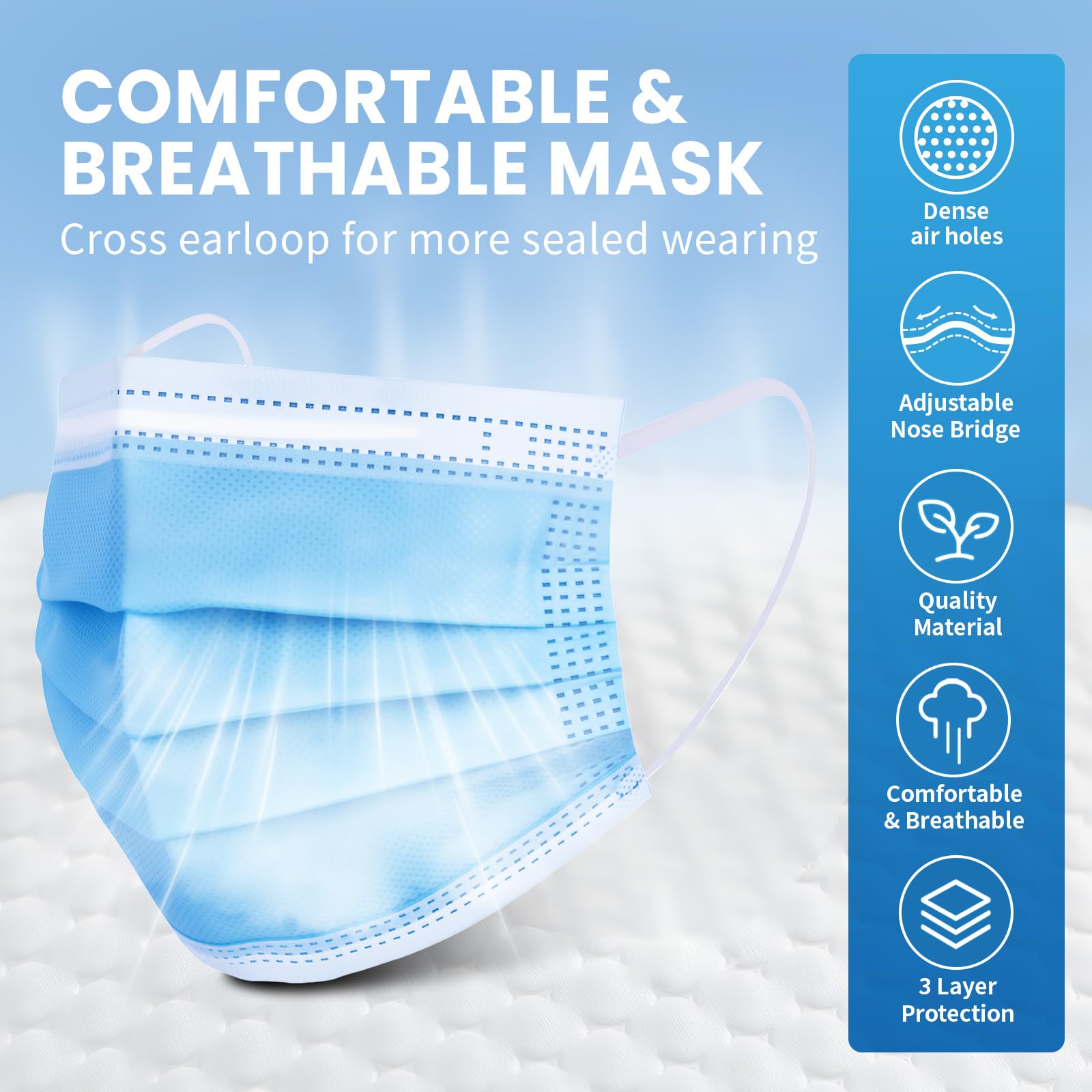 Borje Blue Disposable Face Mask 100 Pcs Blue Face Masks 3 Ply Pro - Borje Official Product View 6