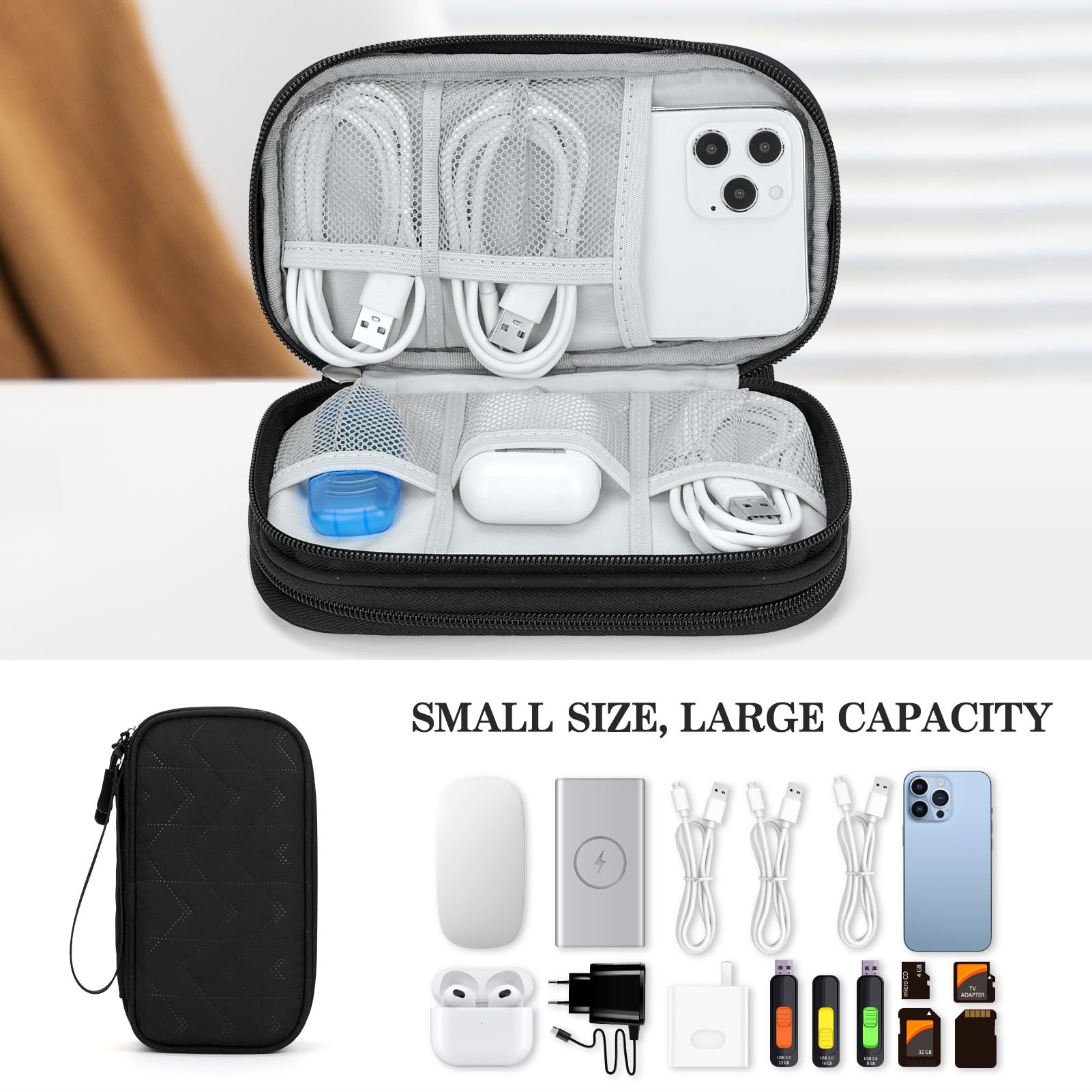 FYY Electronic Organizer, Travel Tech Pouch, Cable Organizer Black Qui - View 6