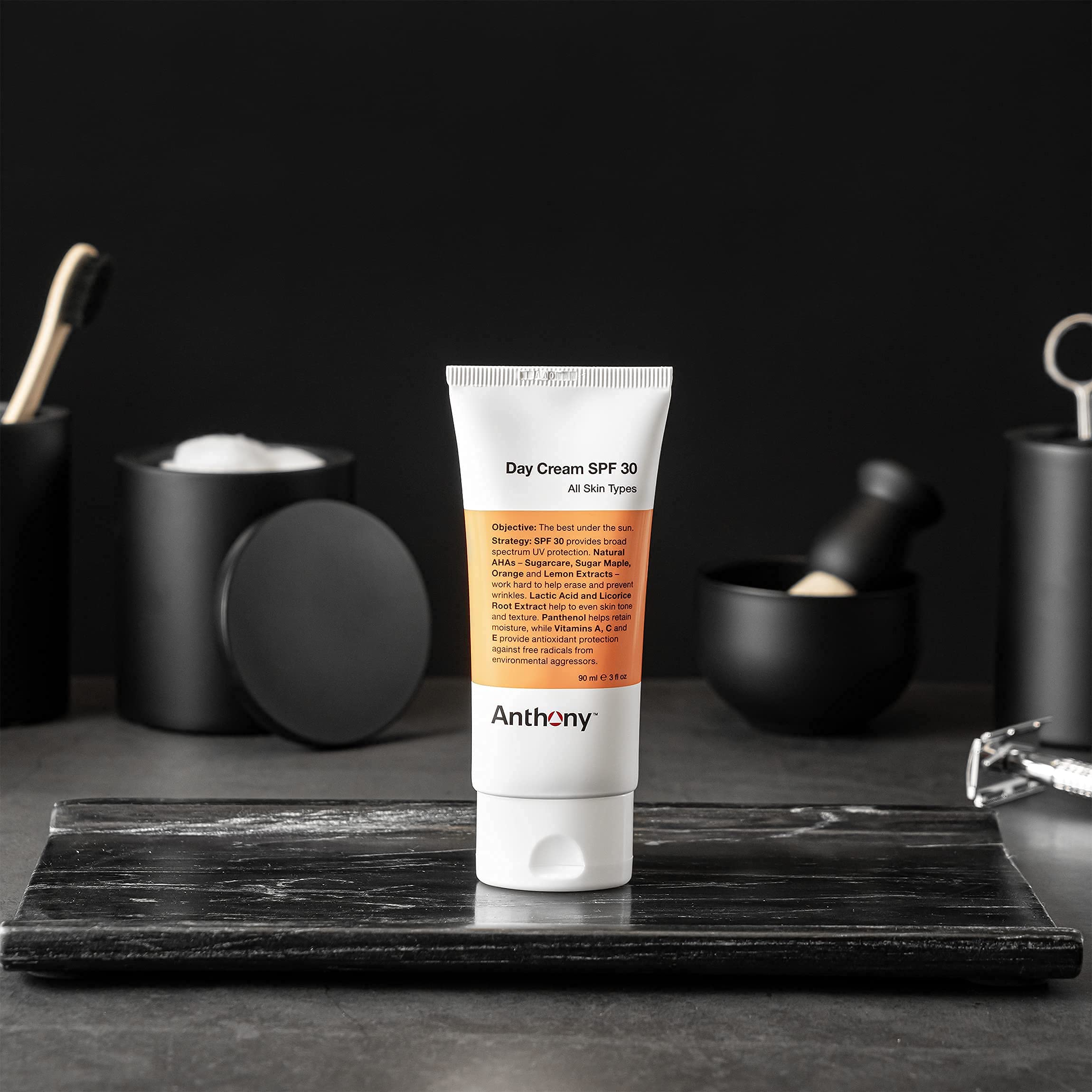 Anthony Day Cream SPF 30, 3 Fl Oz Algae Facial Cleanser, 8 Fl Oz. - Anthony