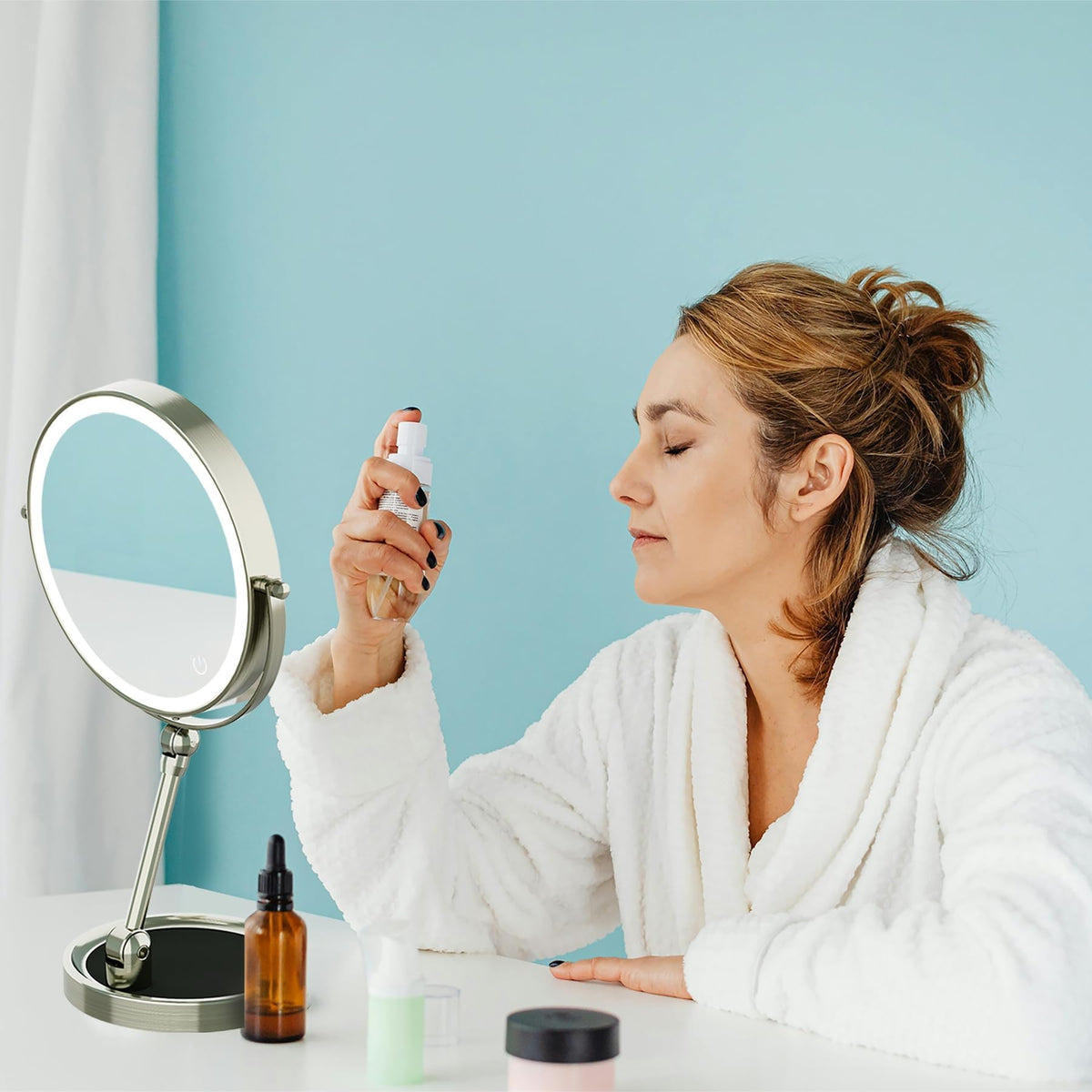 Tabletop Makeup Mirror with Built in Vanity Tray 9 - Rocollos Official Imagery - 3