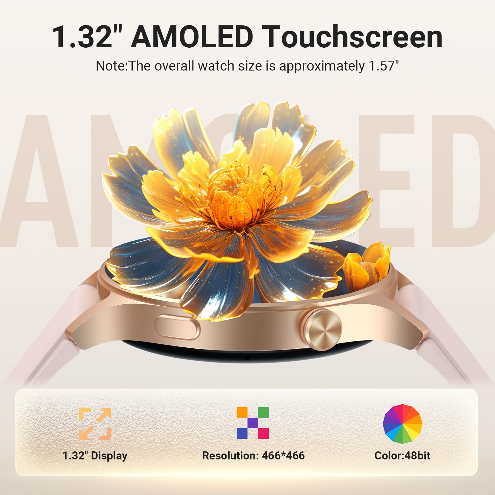 Fitpolo Smart Watch for Women,1.3" AMOLED Touchscreen Fitness Tracker, - View 2
