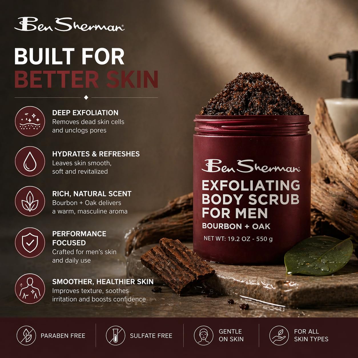 Ben Sherman Exfoliating Body Scrub with Shea Butter Vitamin A and C, - Ben Sherman Official Product View 8