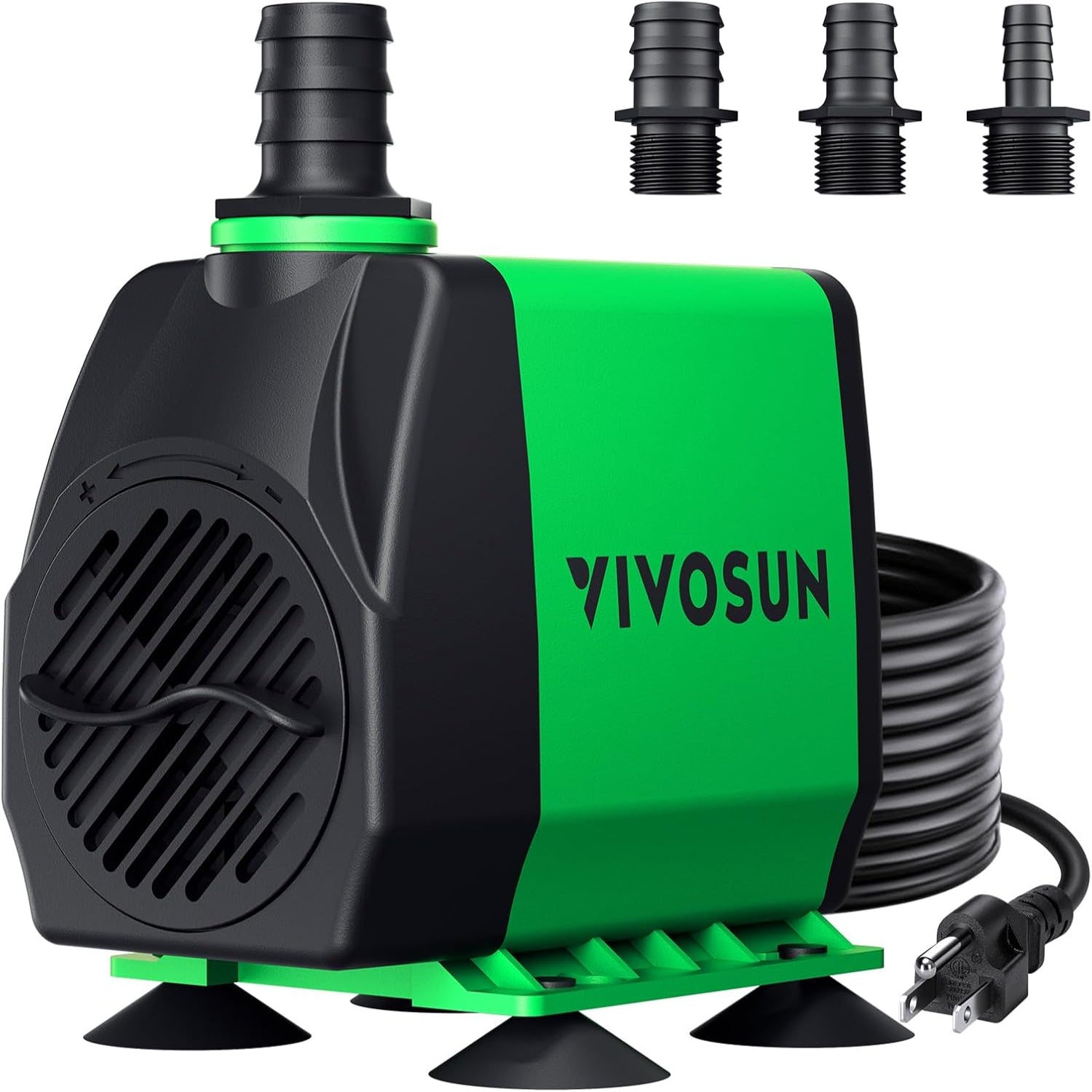 VIVOSUN 800GPH submersible water fountain pump with 3000L/h flow rate and 24W, designed for quiet operation in aquatic features.