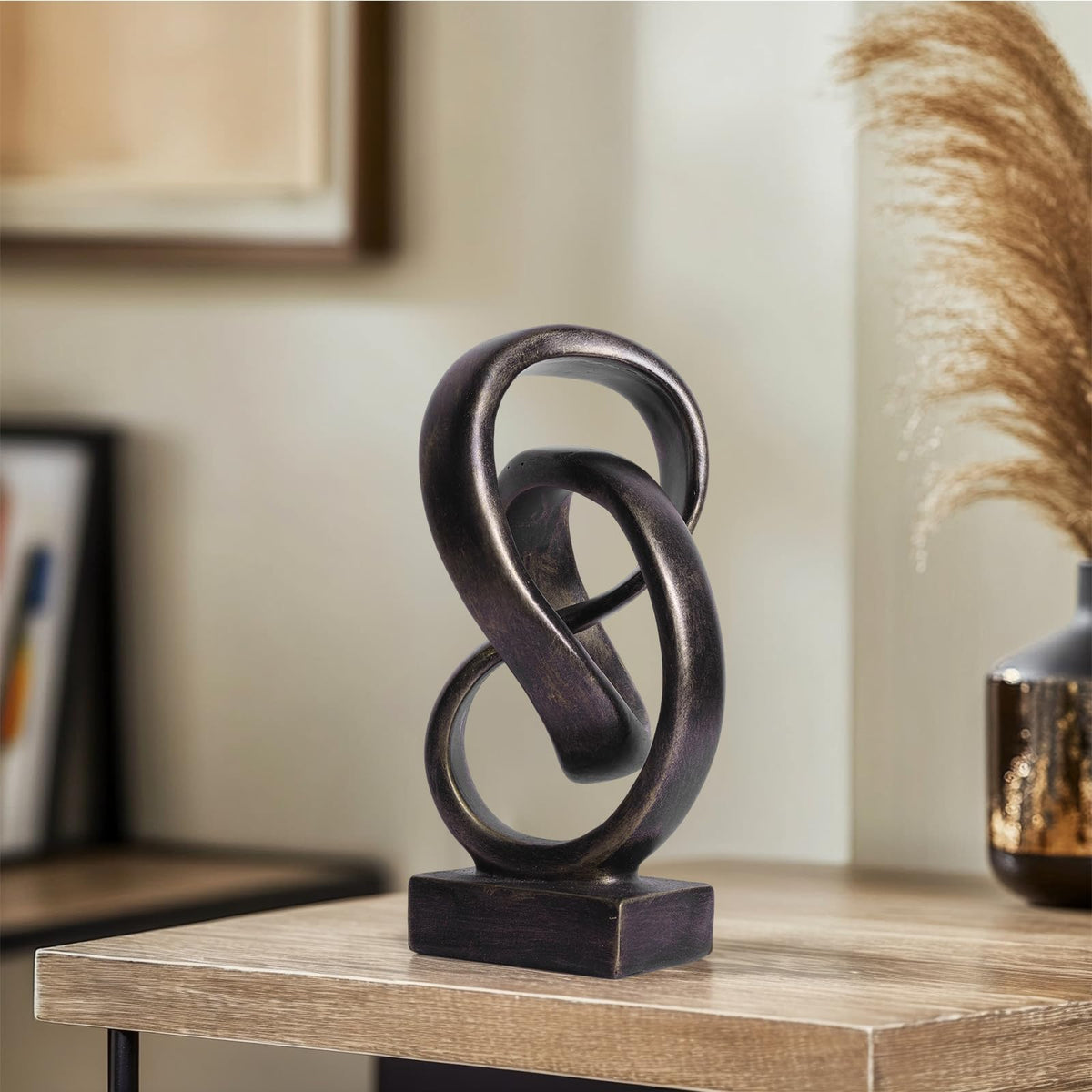 Abstract Bronze Rope Knot Statue Geometric Decor Living Room - DOVDOV Official Imagery - 3