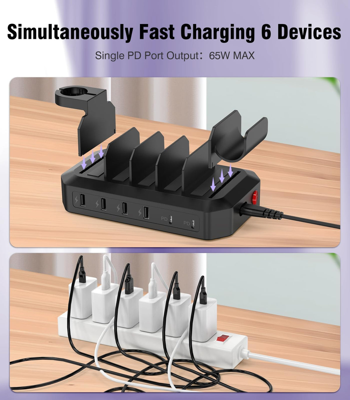95W Fast Charging Station for Multiple Devices 6 Port USB - HSicily Official Imagery - 7