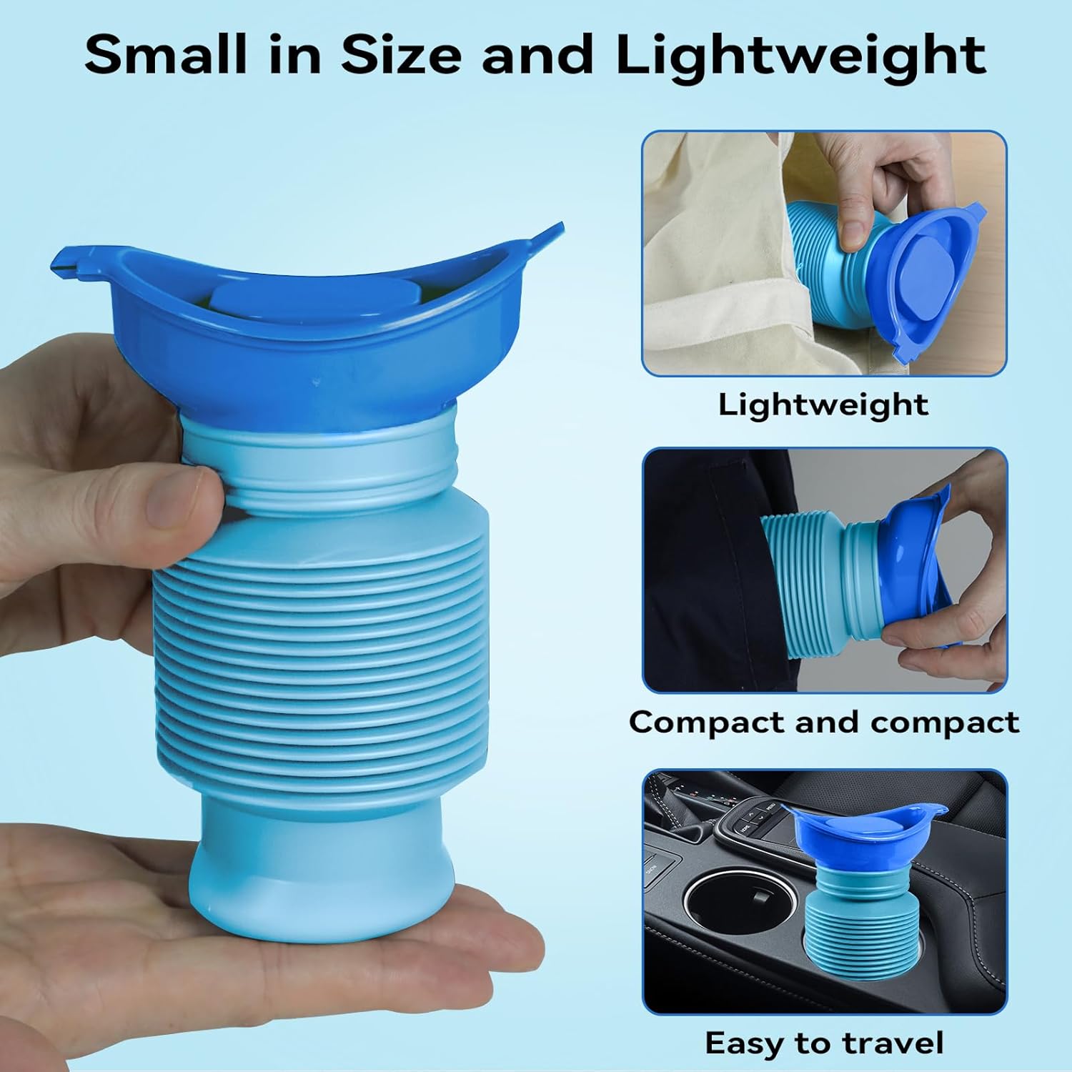 KkaFFe men's and women's adjustable emergency pee bottle for travel and car use, compact and portable urinal.