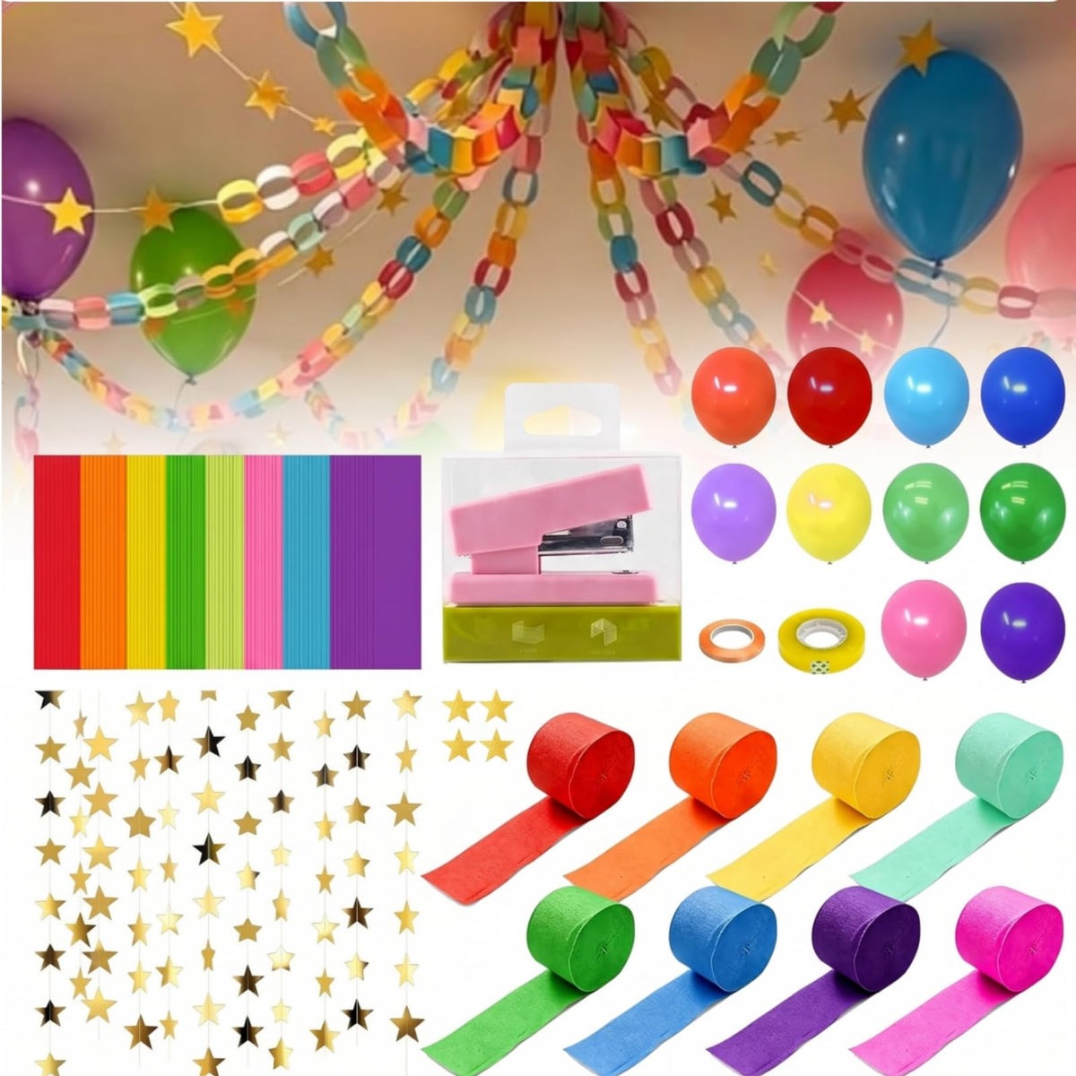 800Pcs Paper Party Decoration Kit 8 Colors Paper Chain - Irosiy Official Imagery - 1