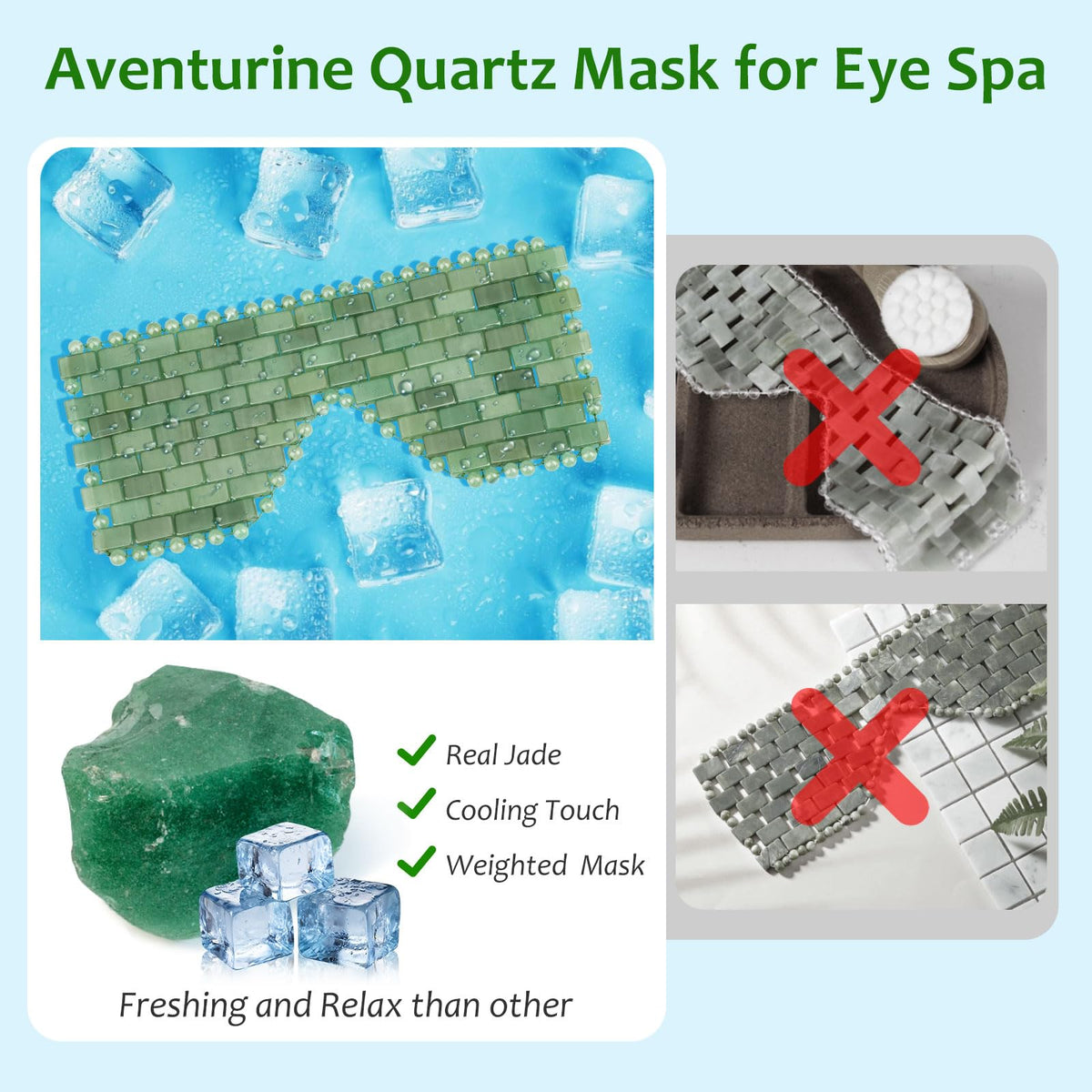ideayard Jade Eye Mask Natural Jade Stone Beaded Eye Cover - ideayard Official Imagery - 4