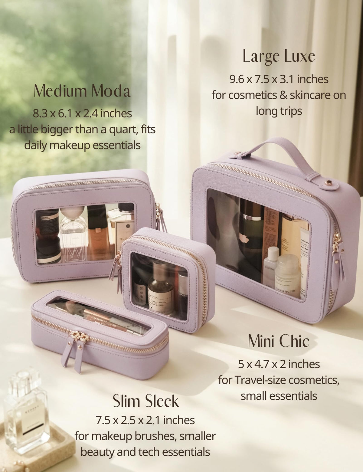 Clear Makeup Bag with Zipper Women Travel Toilrty Bag Purple - Popvibe Official Imagery - 8