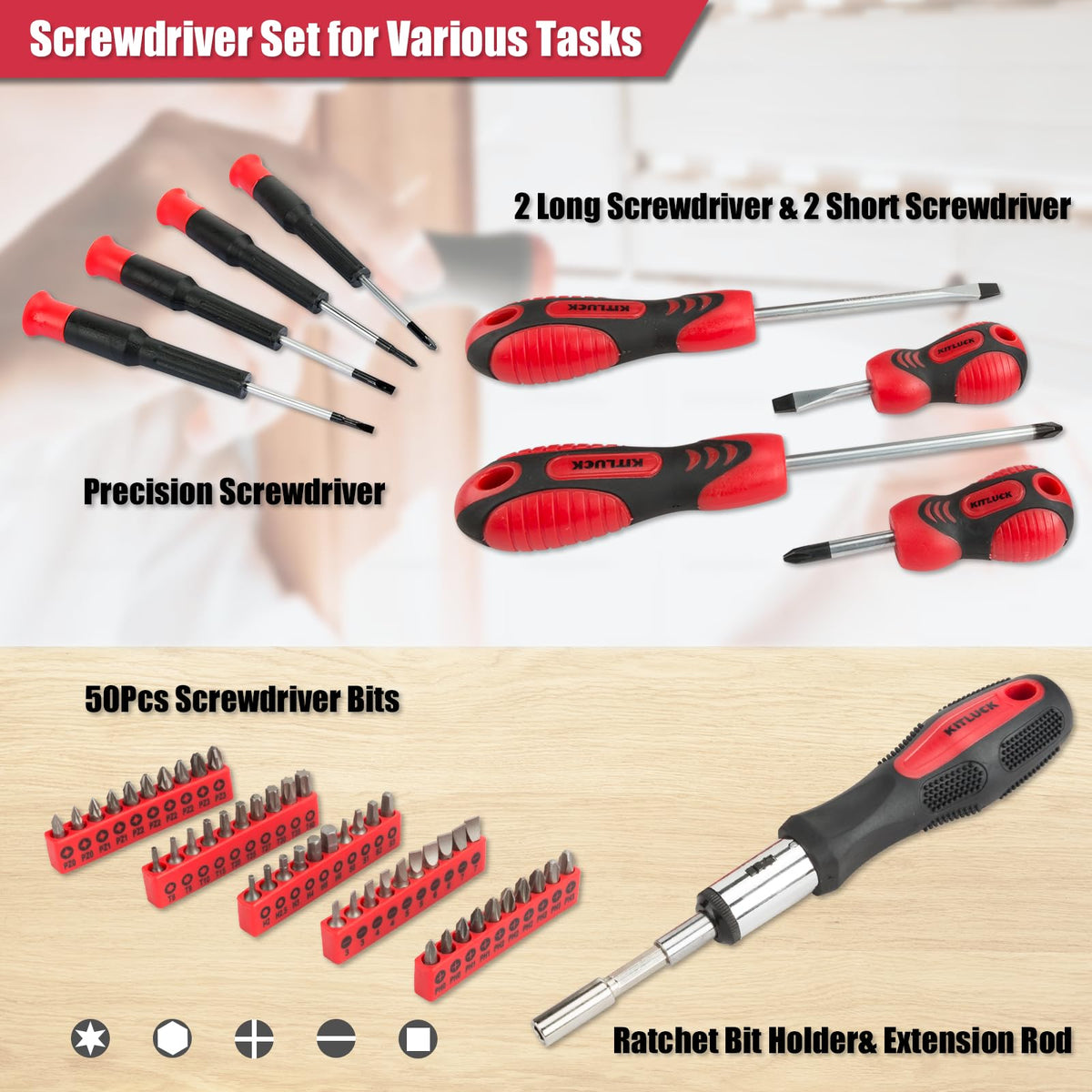 228 piece Home Tool Kit Household Hand Repair Tool Set for - KITLUCK Official Imagery - 6