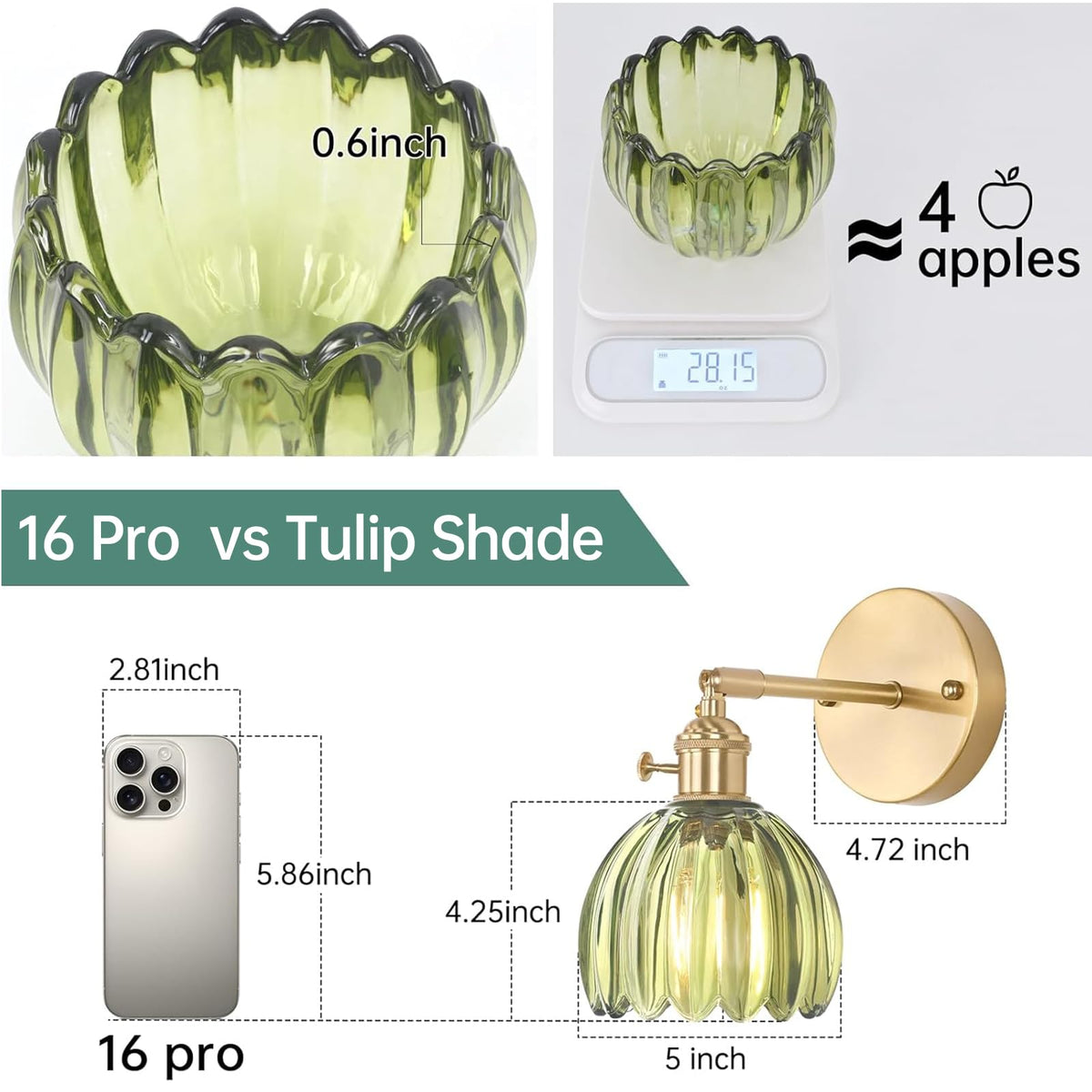 Shenmoyl Vintage Battery Operated Wall Sconce with Green - Shenmoyl Official Imagery - 5