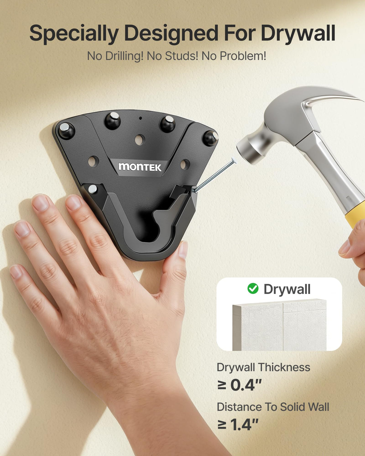 monTEK No Stud TV Wall Mount for 32 100 Inch TVs Holds up to - monTEK Official Imagery - 6