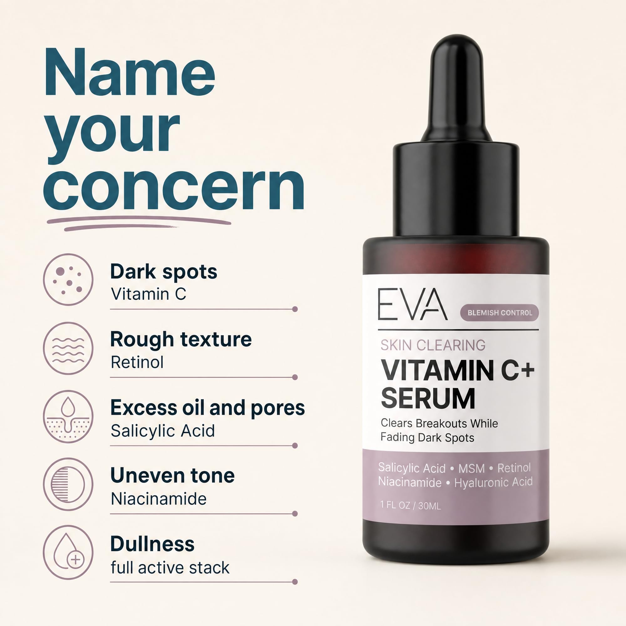 Eva Naturals Skin Clearing Vitamin C Serum, Retinol & Salicylic - Eva Naturals Official Product View 7