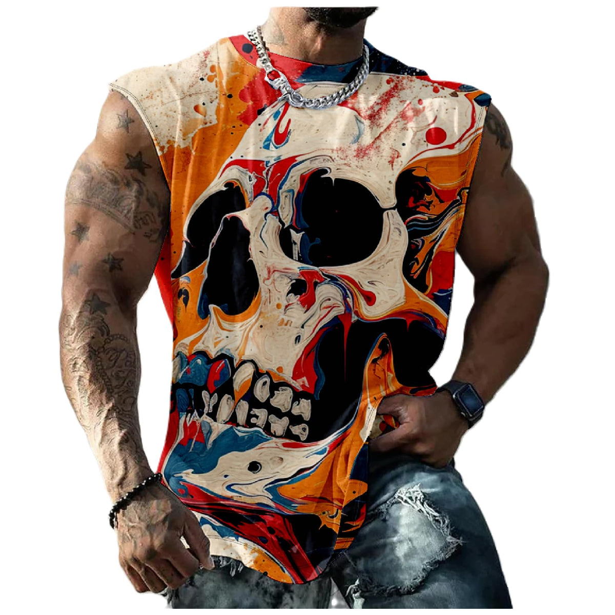 domirica Graphic Tank Tops Men Skull Printed Sleeveless - domirica Official Imagery - 8