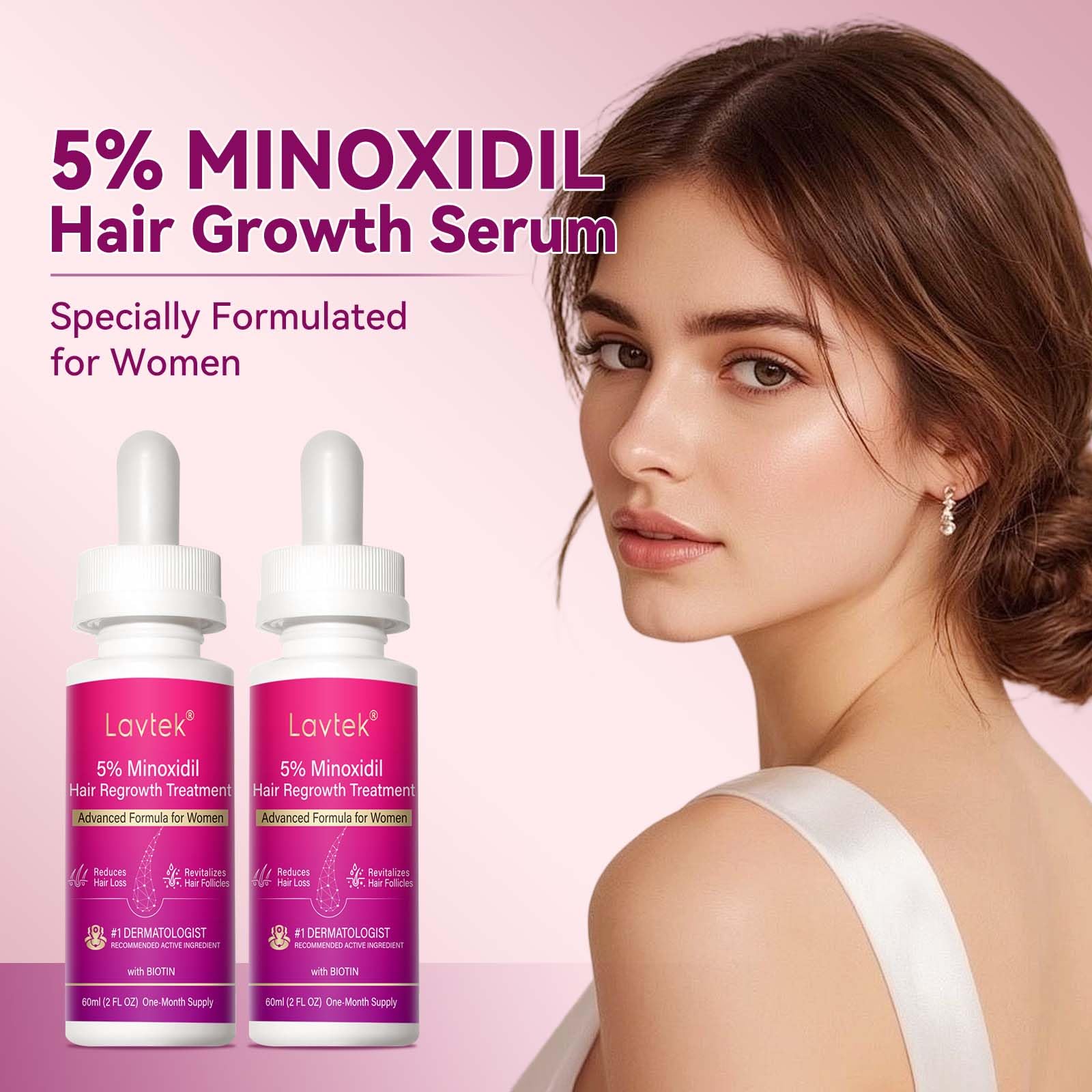 Lavtek 5% Minoxidil Hair Growth Women, Minoxidil Hair Growth Serum with Biotin - Lavtek Official Product View 8