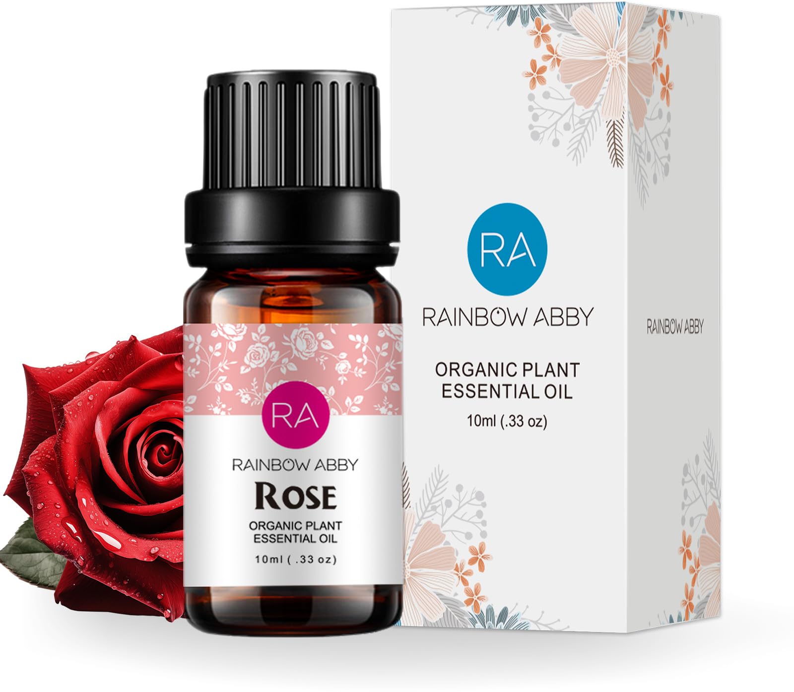 Rose Essential Oil Pure Organic Rose Oil for Diffuser, Perfume, - Product Imagery