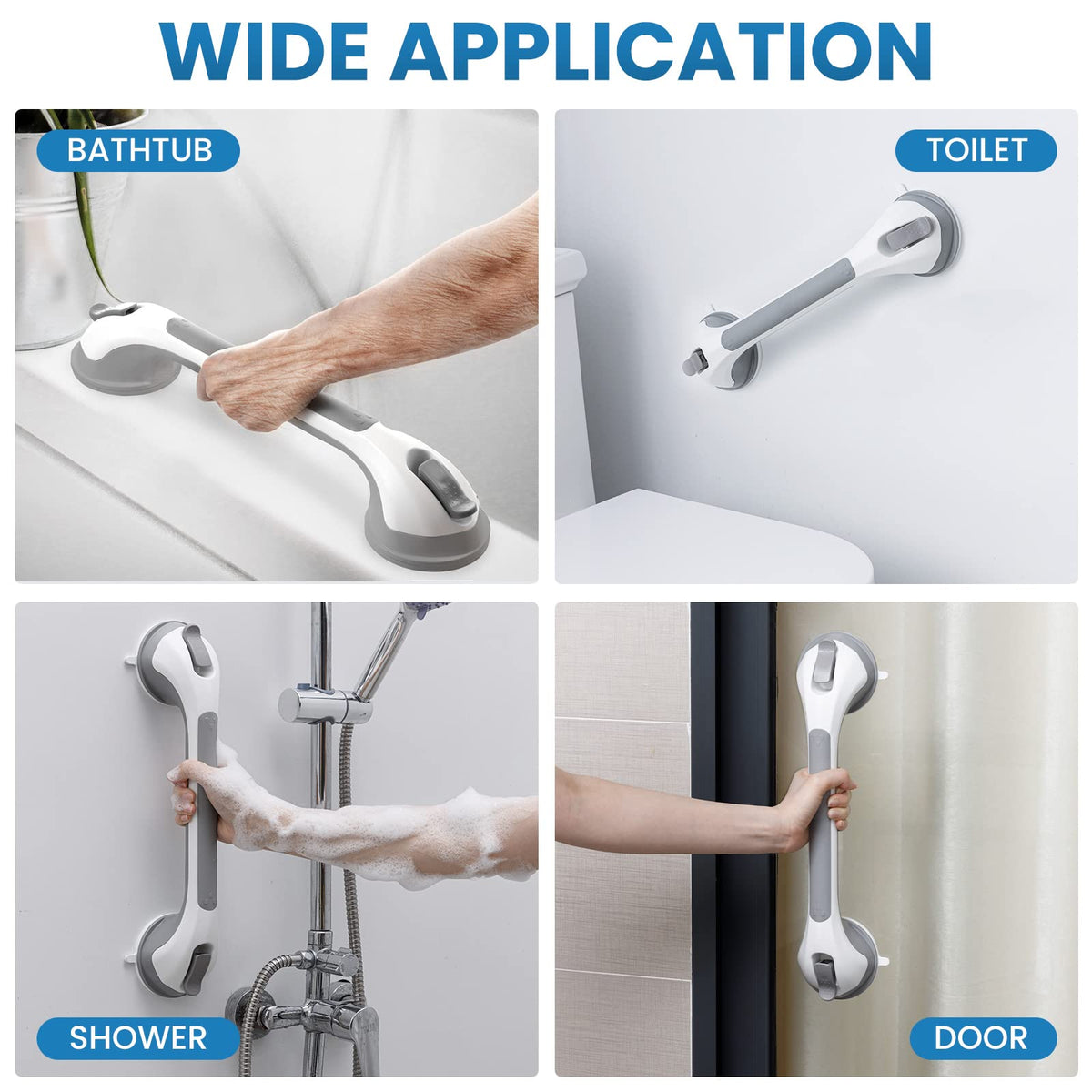 Grab Bars for Shower Suction Shower Handles 2 Pack 16 8 Grey - LEVERLOC Official Imagery - 7