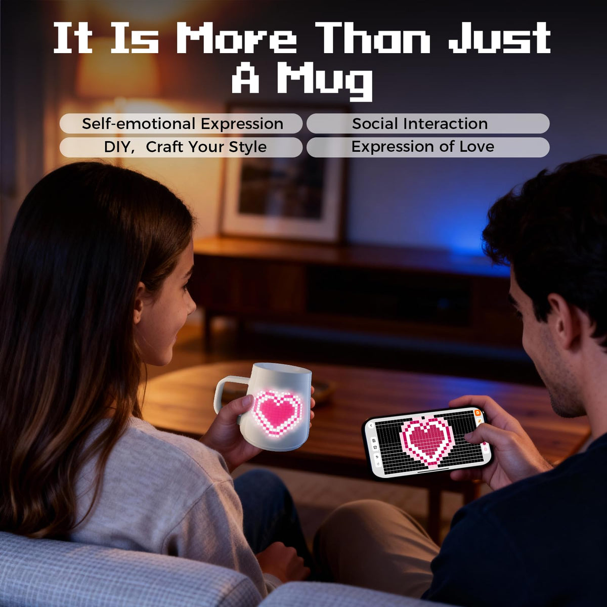 PixelMug P1 AI Enhanced Smart Mug with Pixel Display - Namfar Official Imagery - 7