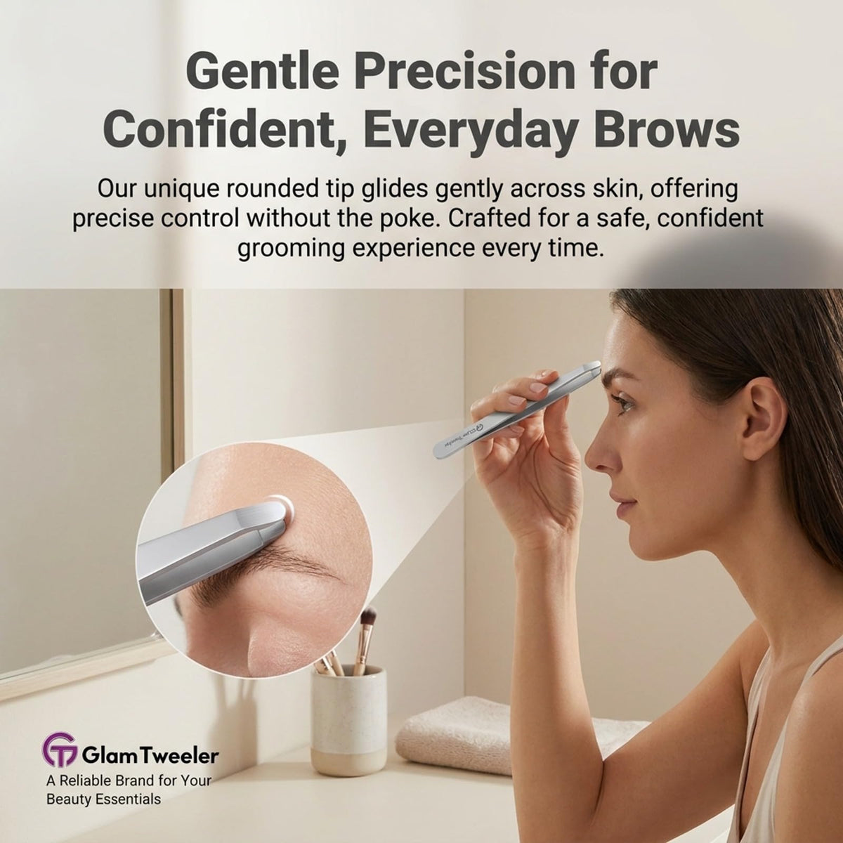 Premium Hand Made Tweezers with Safe Rounded Tip Comfort - GlamTweeler Official Imagery - 6