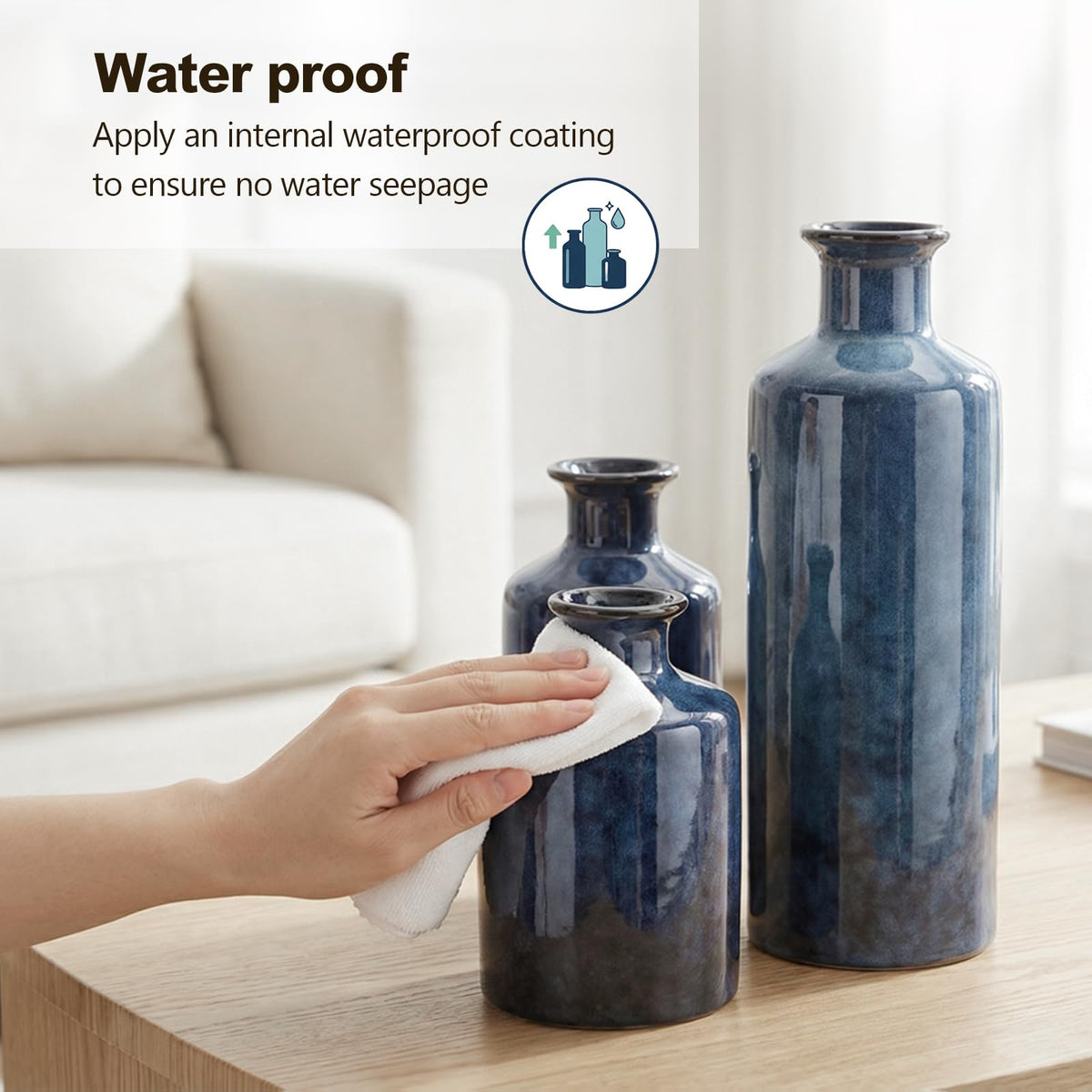 Blue Ceramic Vase Set - QIANLING Official Imagery - 7