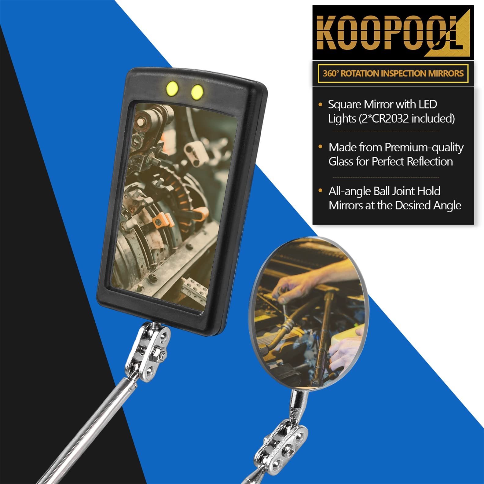 KOOPOOL Telescoping Magnetic Pickup Tool Set, Inspection Mirror T - KOOPOOL Official Product View 5