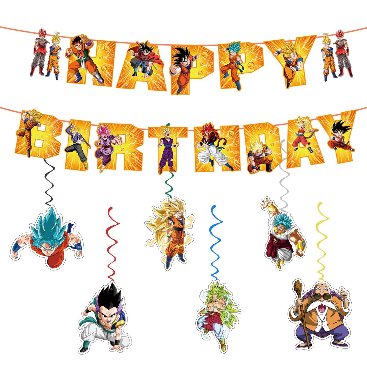43PCS Dragon Ball Birthday Party Supplies Banner Cake Topper - KROCEUS Official Imagery - 6
