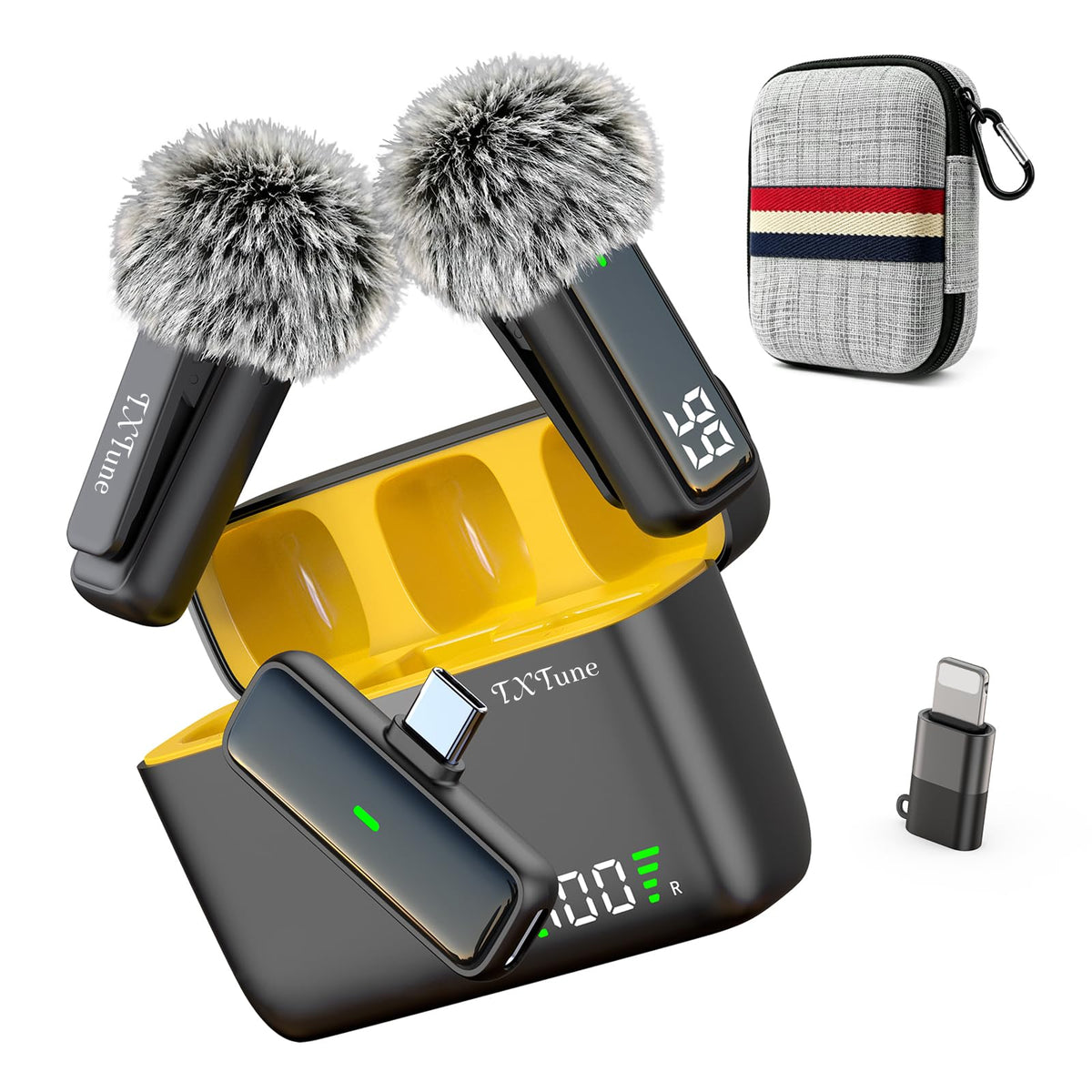 Wireless Microphone for iPhone Android Phone USB C Mini Clip - TXTUNE Official Imagery - 2