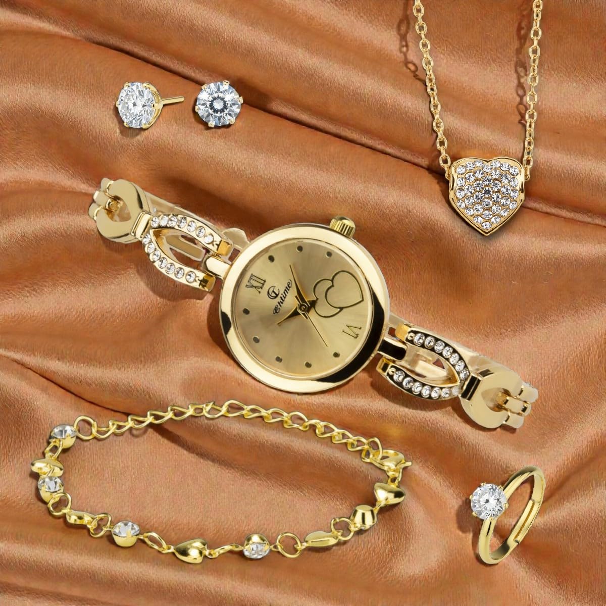 Gift Set Women s Watch gold jewelry Set Necklace Ring - BELLOS Official Imagery - 6