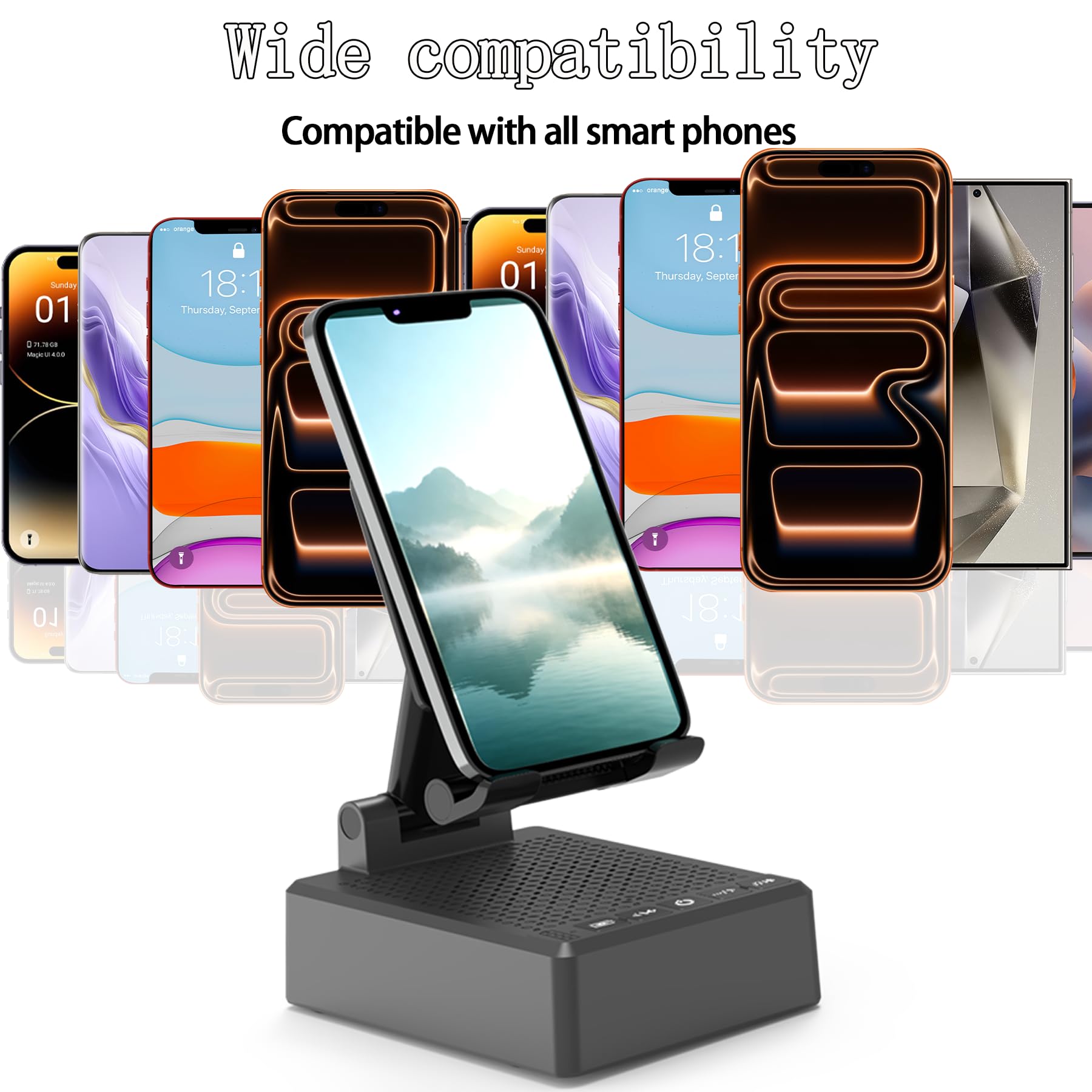 Mahensy Cell Phone Stand with Wireless Bluetooth Speaker, Adjusta - Mahensy Official Product View 4