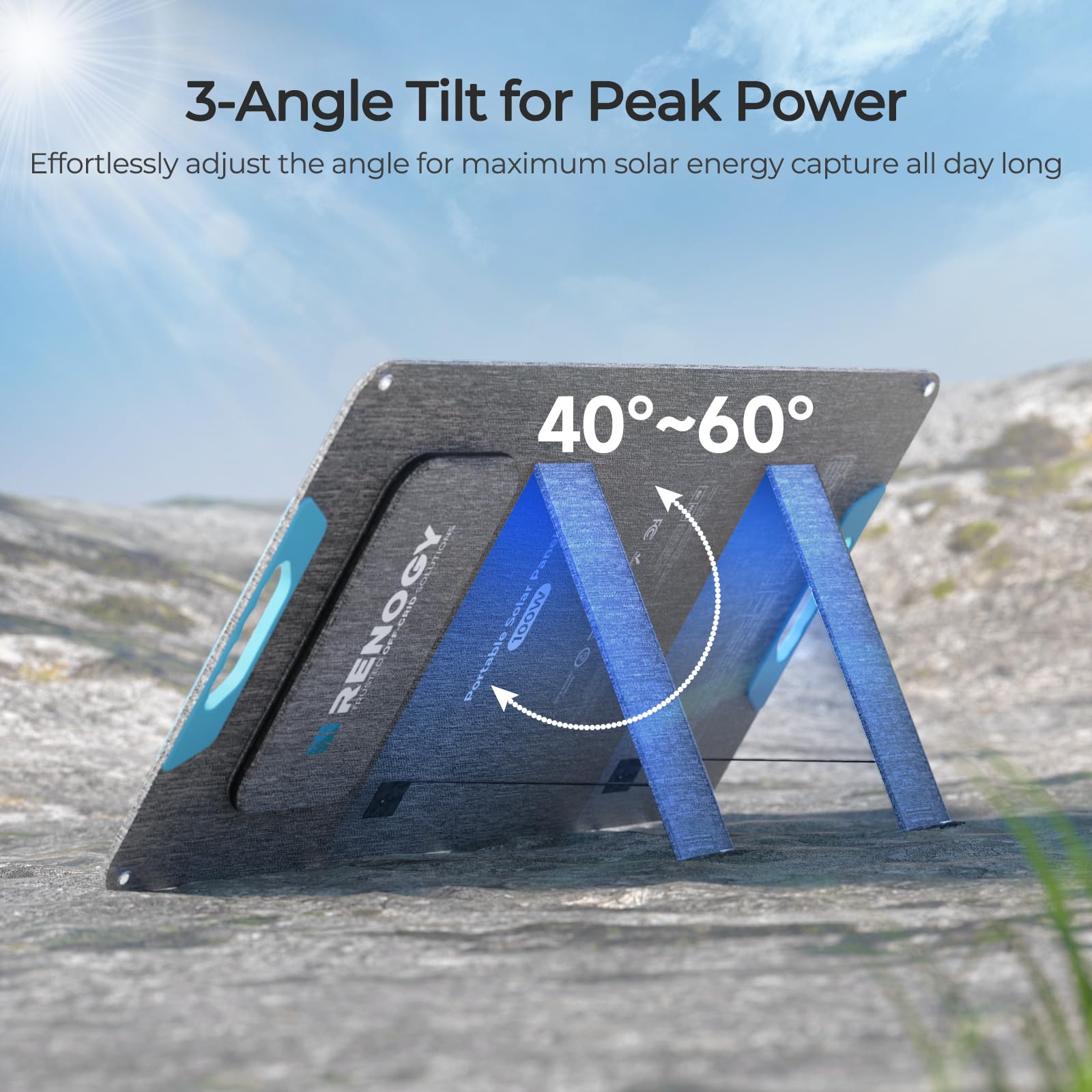 Renogy 100W Portable Solar Panel for Power Stations, 25% High Eff - Renogy Official Product View 8