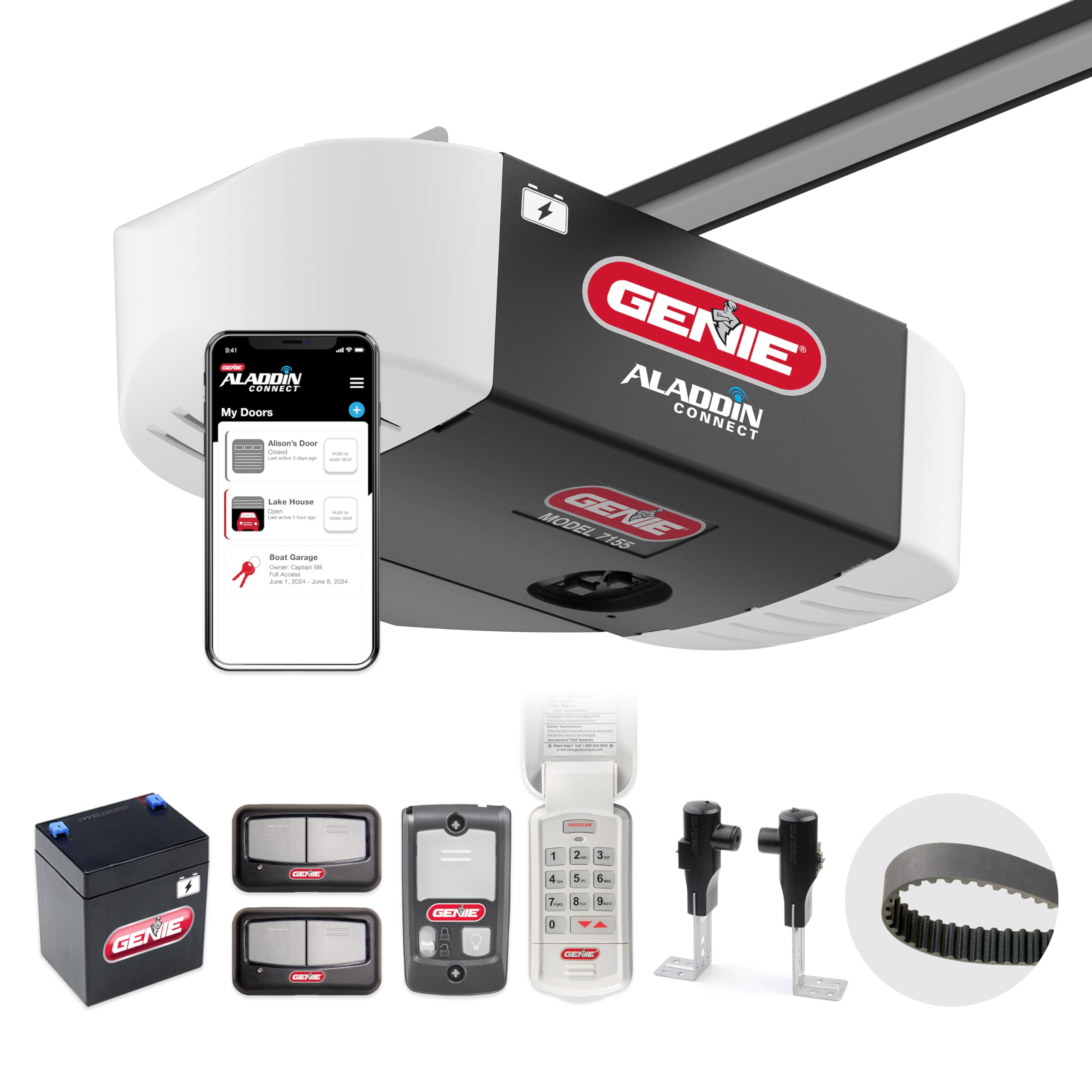 Genie StealthDrive Connect Smart Belt Drive Garage Door Opener, 7 - Genie Official Product View 1