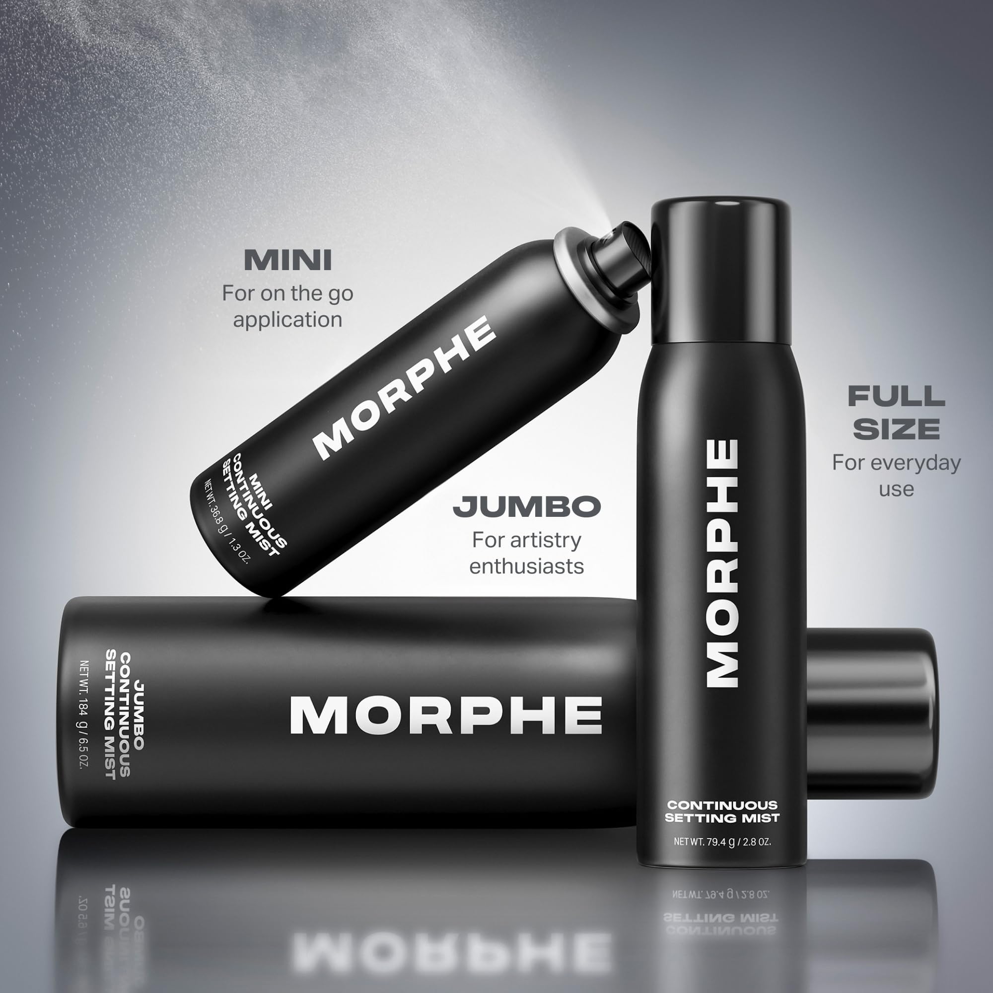 Morphe Mini Continuous Setting Mist - Micro-Fine, Travel Size Makeup Setting Spray with a Natural Radiant Finish - Helps Makeup Resist Caking or Fading & Increases Wear of Foundation (1.3 oz) - MORPHE Official Product View 5