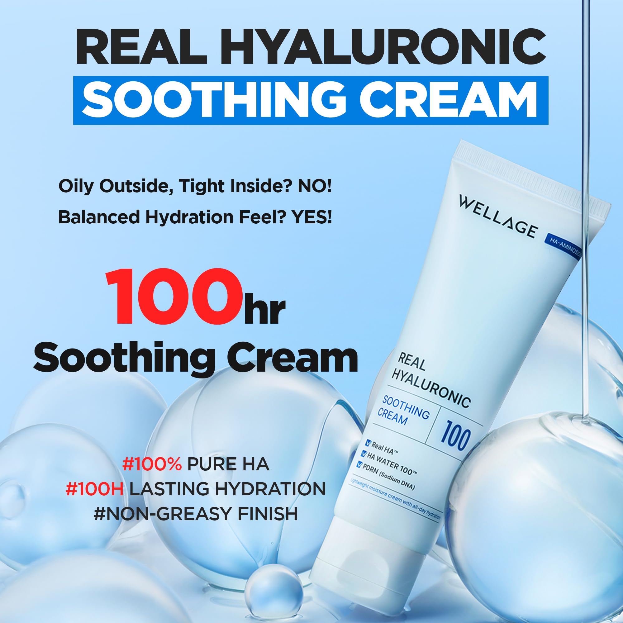 WELLAGE Real Hyaluronic Soothing Cream 100 2 7 oz - WELLAGE Official Imagery - 3