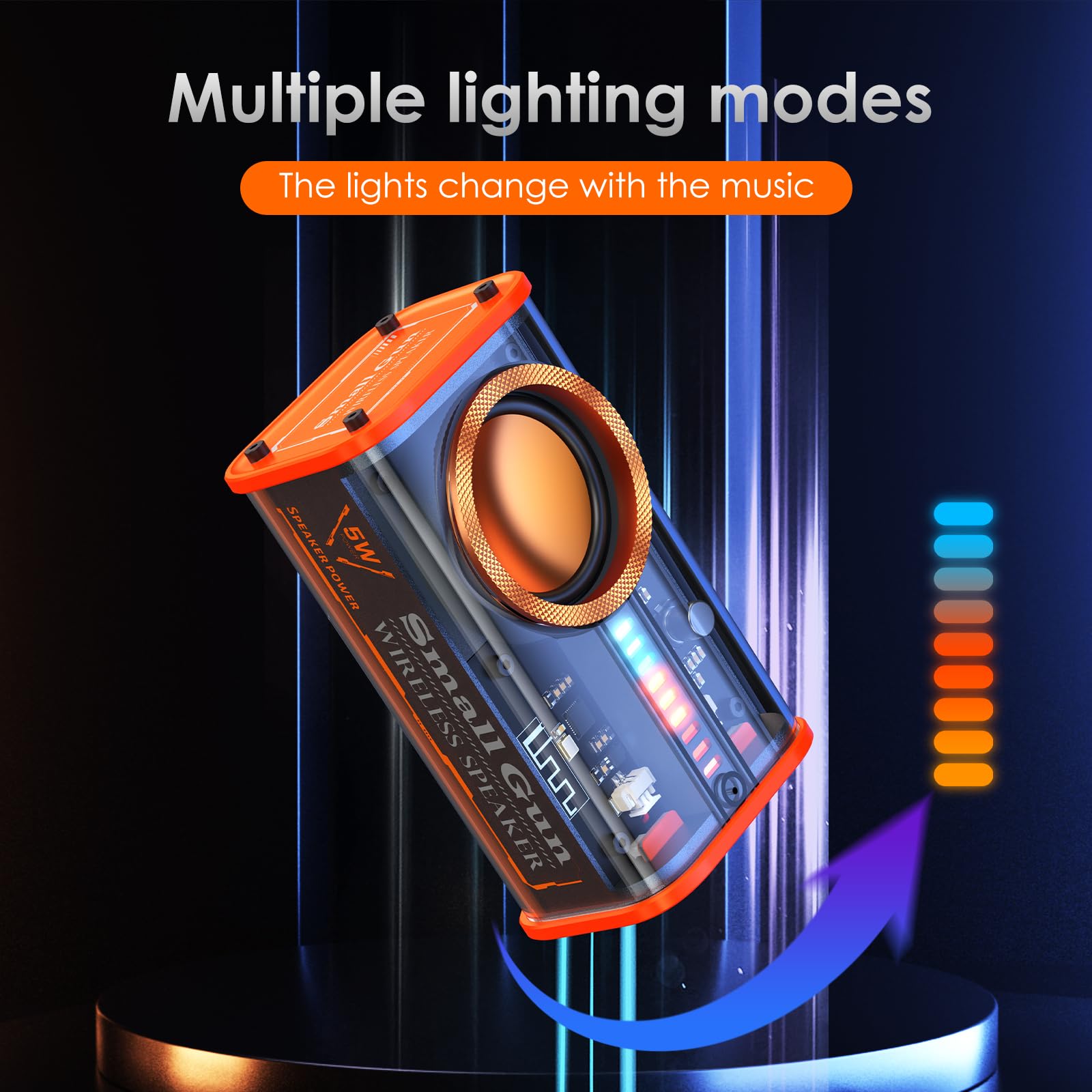 BSZHI Transparent Wireless Bluetooth Speaker Portable Mini Speaker with LED Colo - BSZHI Official Product View 6