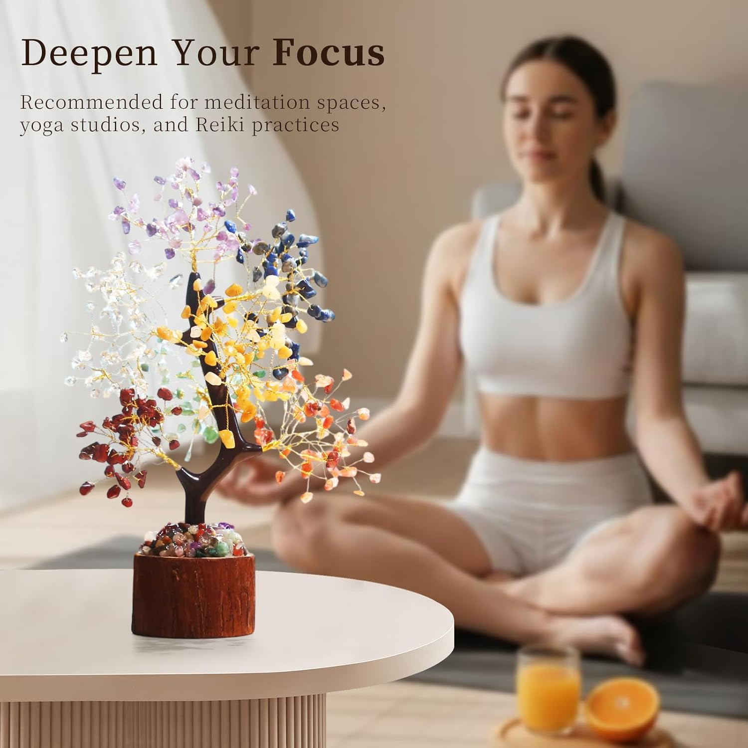 Crystal Tree of Life with Chakra Stones from SlopHaul, featuring a decorative crystal sculpture for desk or home healing decor.