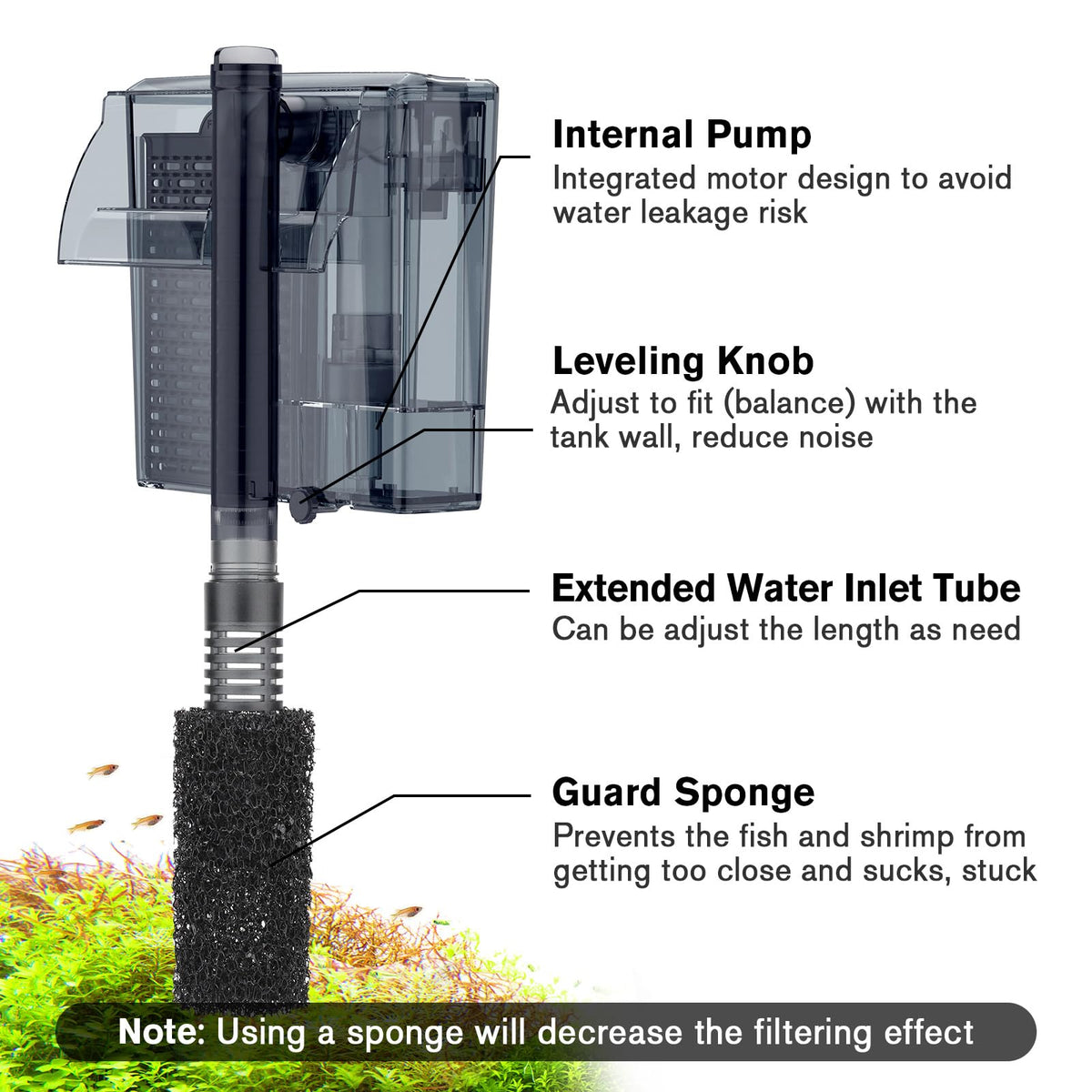 hygger Aquarium HOB Filter 105 GPH for 10 20 Gallon Fish - hygger Official Imagery - 6