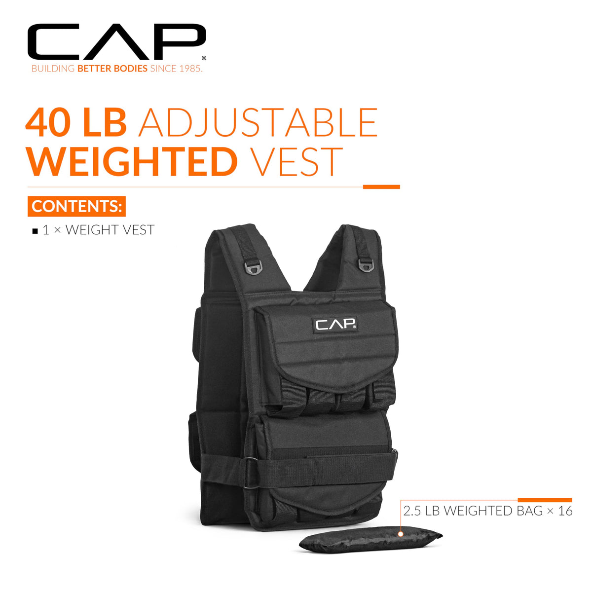 CAP Adjustable Weighted Vest 20 150 lbs for Strength - CAP Official Imagery - 3