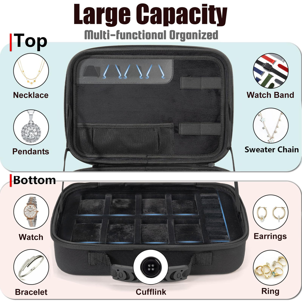 Travel Jewelry Box Watch Case 8 Slots Watch Organizer for - NIFUYOP Official Imagery - 4
