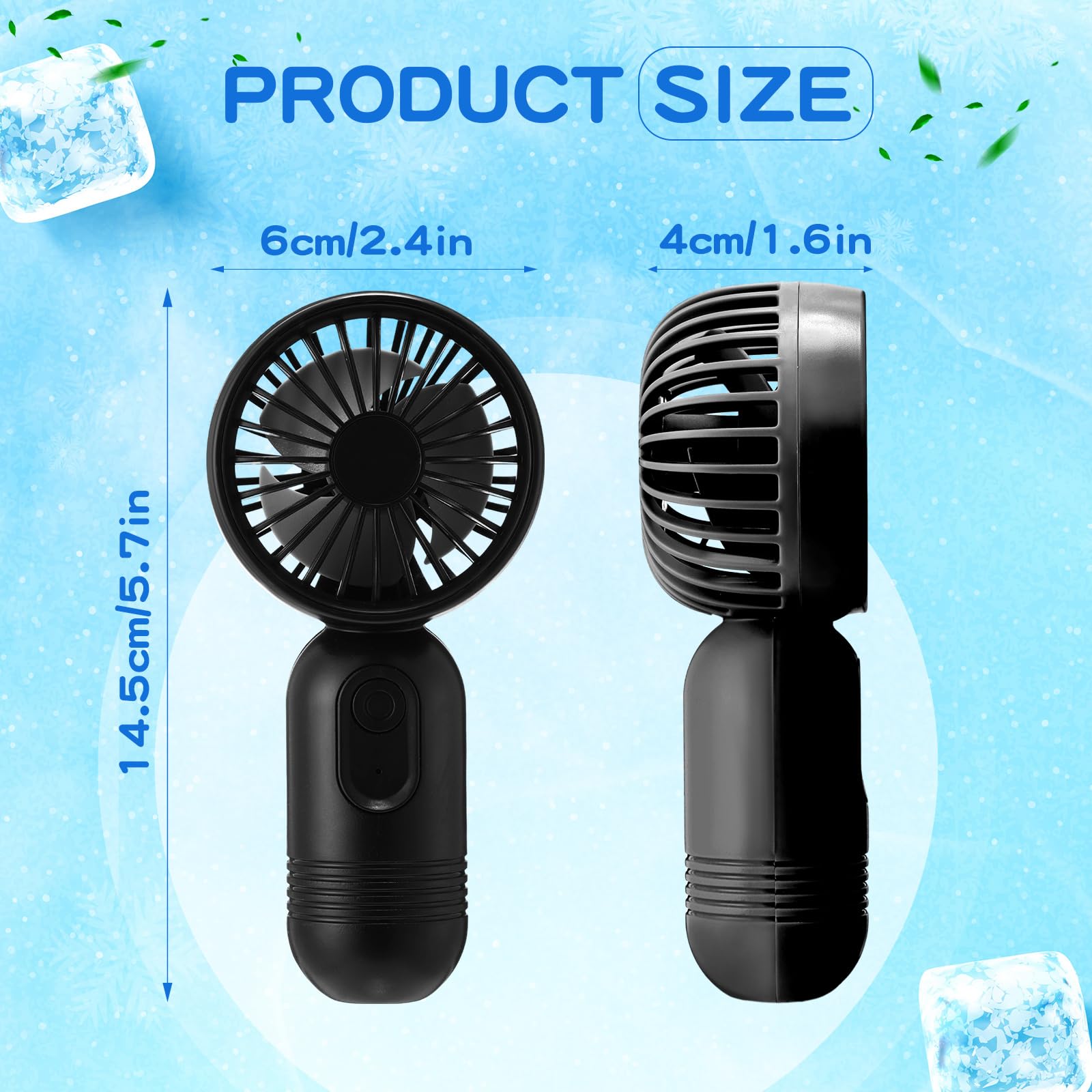 Rossesay 1 Pcs Mini Portable Fan 3 Speed Rechargeable, Black - View 3