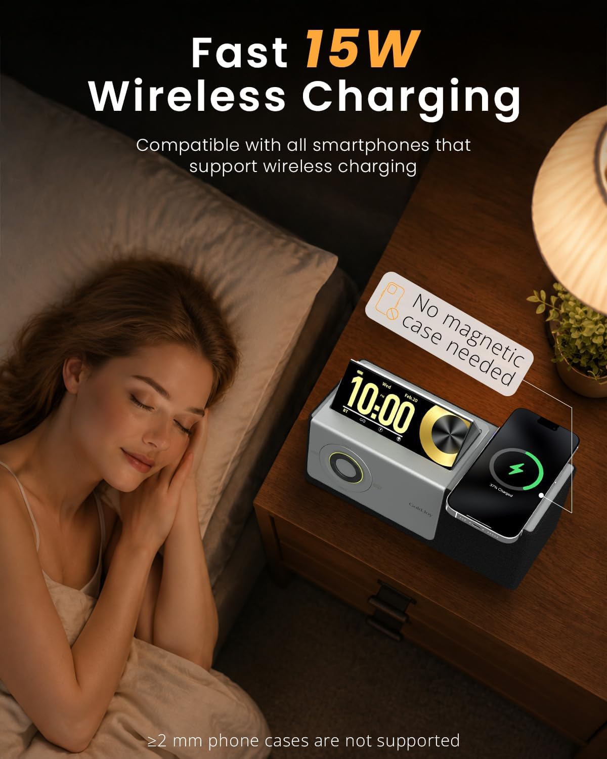 GoldJoy 7 in 1 Bluetooth Speaker Wireless Charging Station for Ho by Goldjoy - Angle View 4