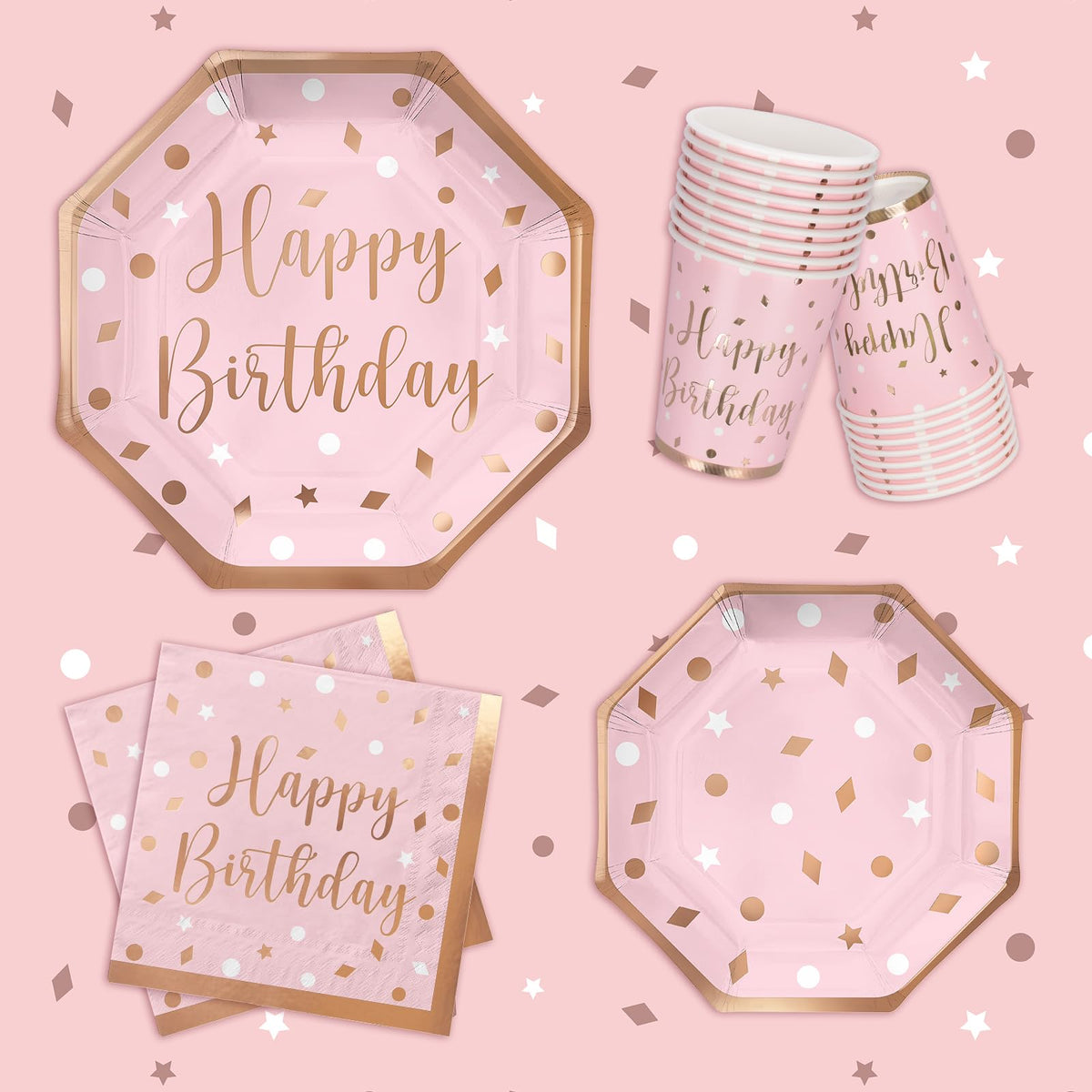 Rose Gold Birthday Party Supplies - Gatherfun Official Imagery - 4