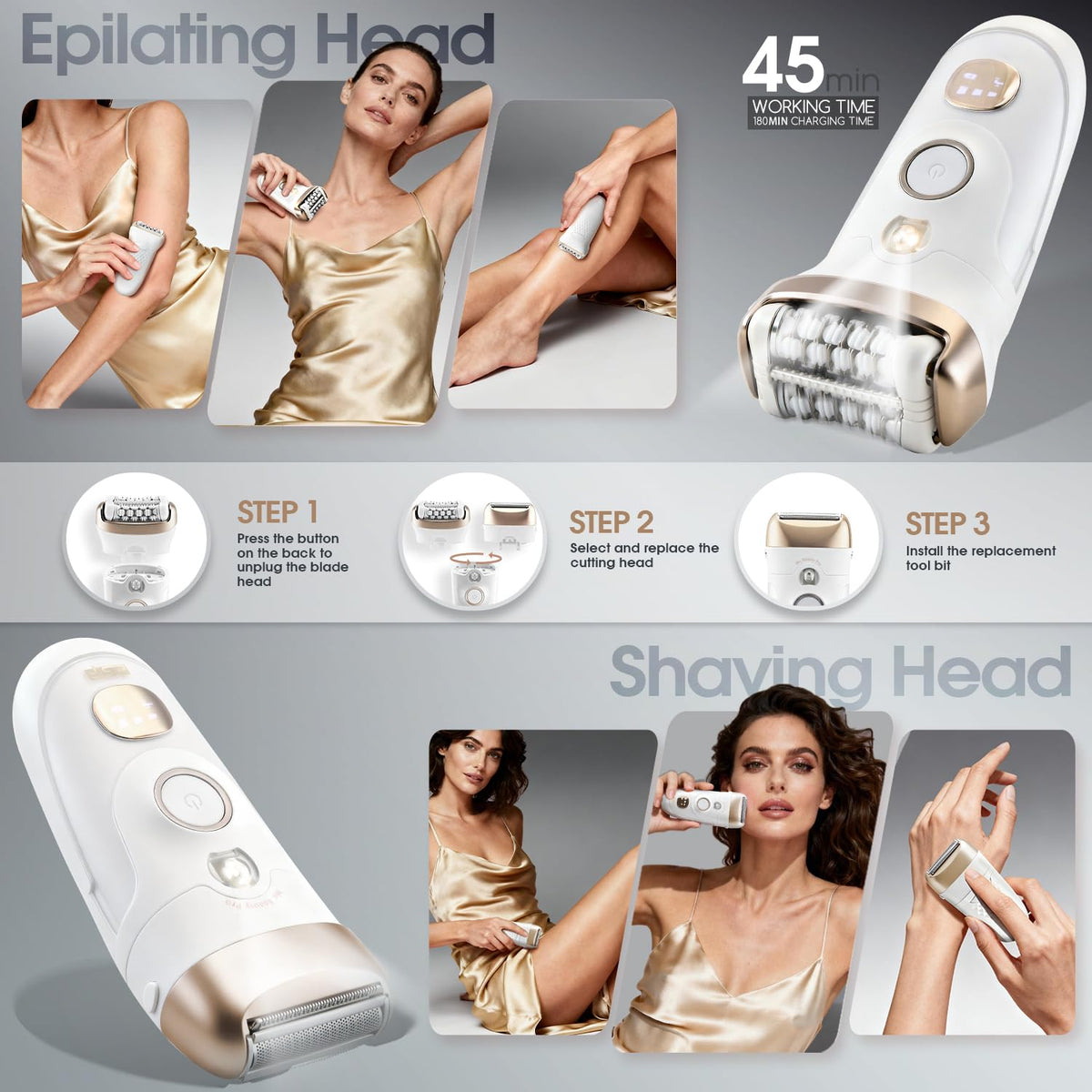 DSP 4 in 1 Beauty Set Lady Shaver with Removable Heads for - DSP Official Imagery - 4