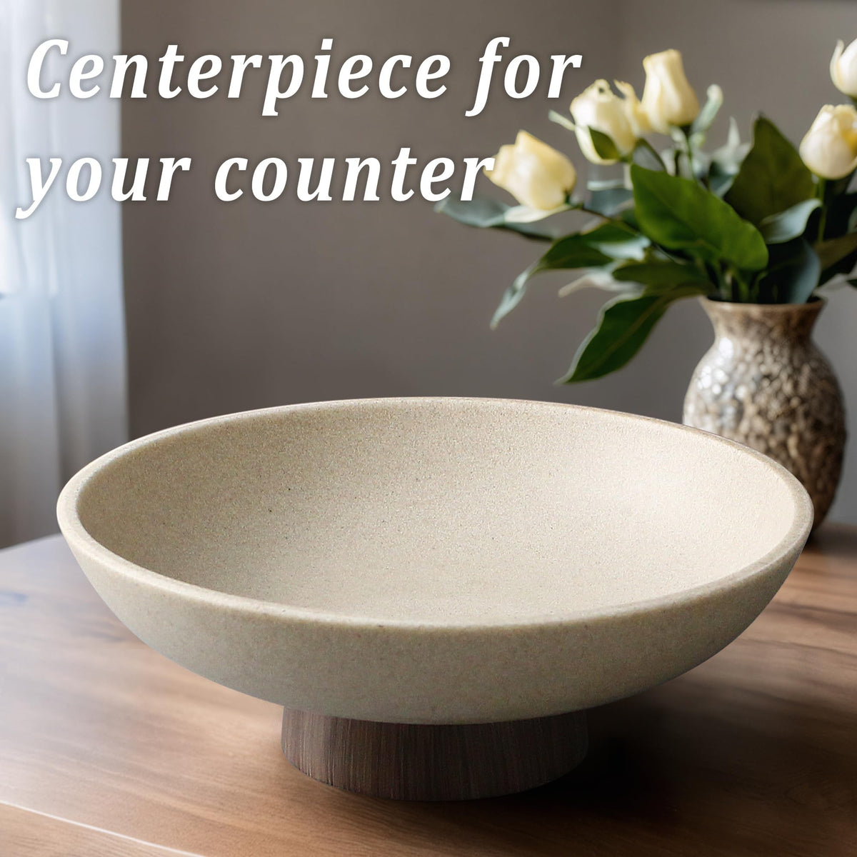 Modern Resin Pedestal Bowl Large Fruit Bowl for Kitchen - LIN CHUAN Official Imagery - 7