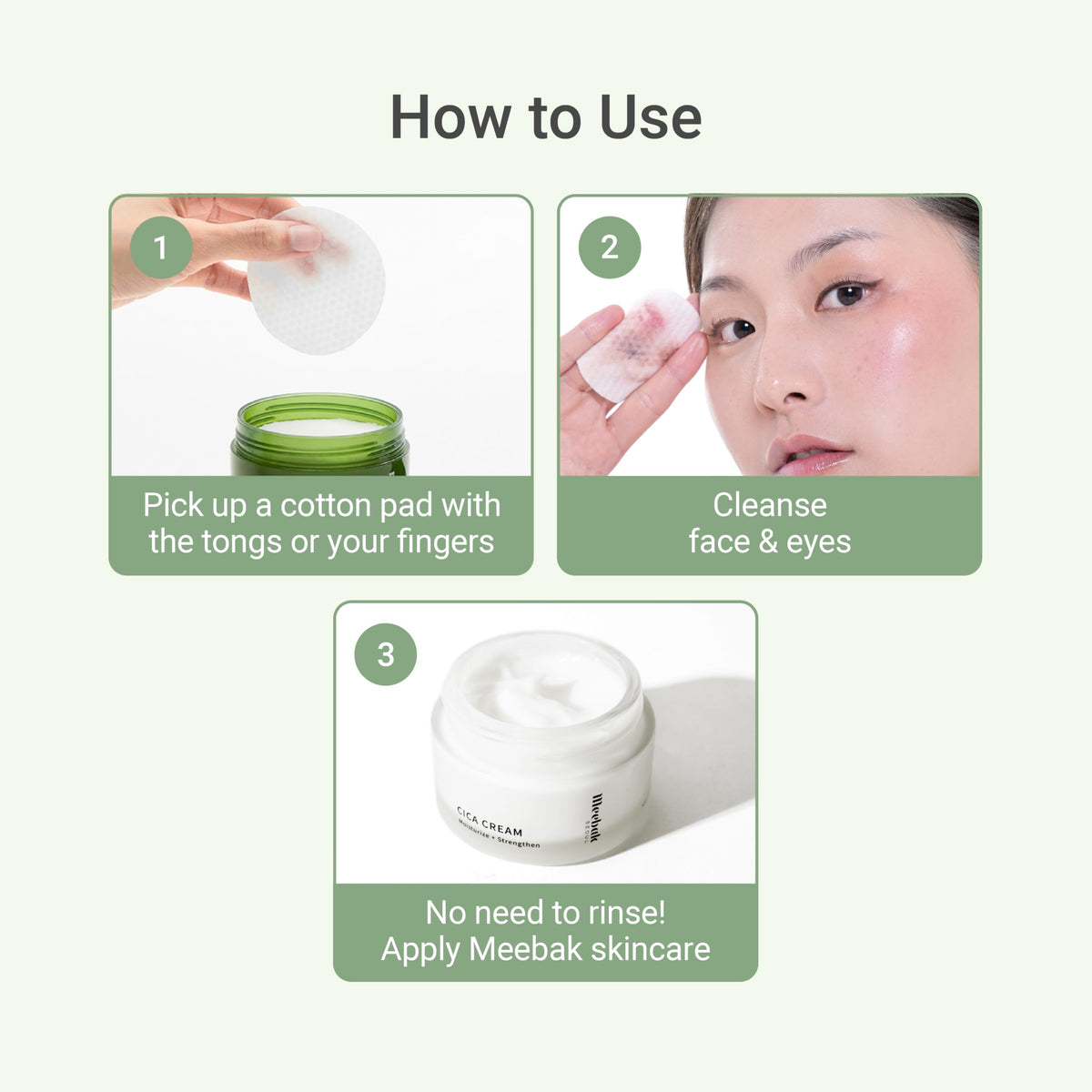 Meebak Cica Cleansing Water Pads - Meebak Official Product Imagery - 8